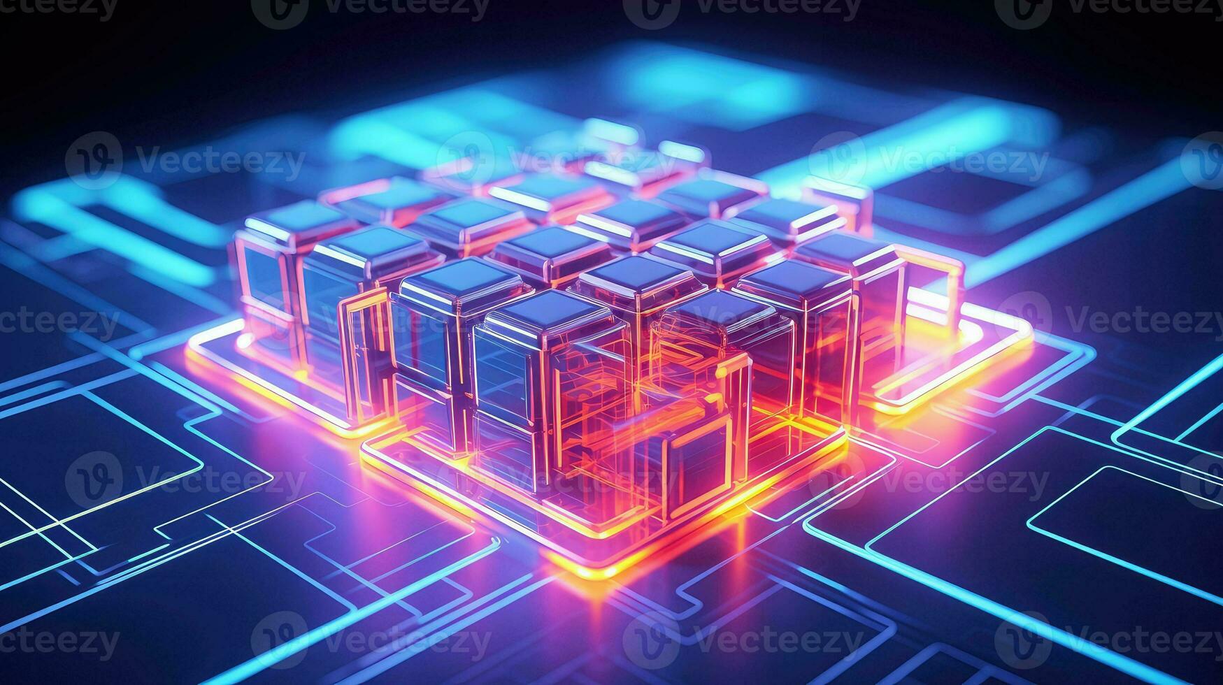 technology voxel nano structure ai generated photo