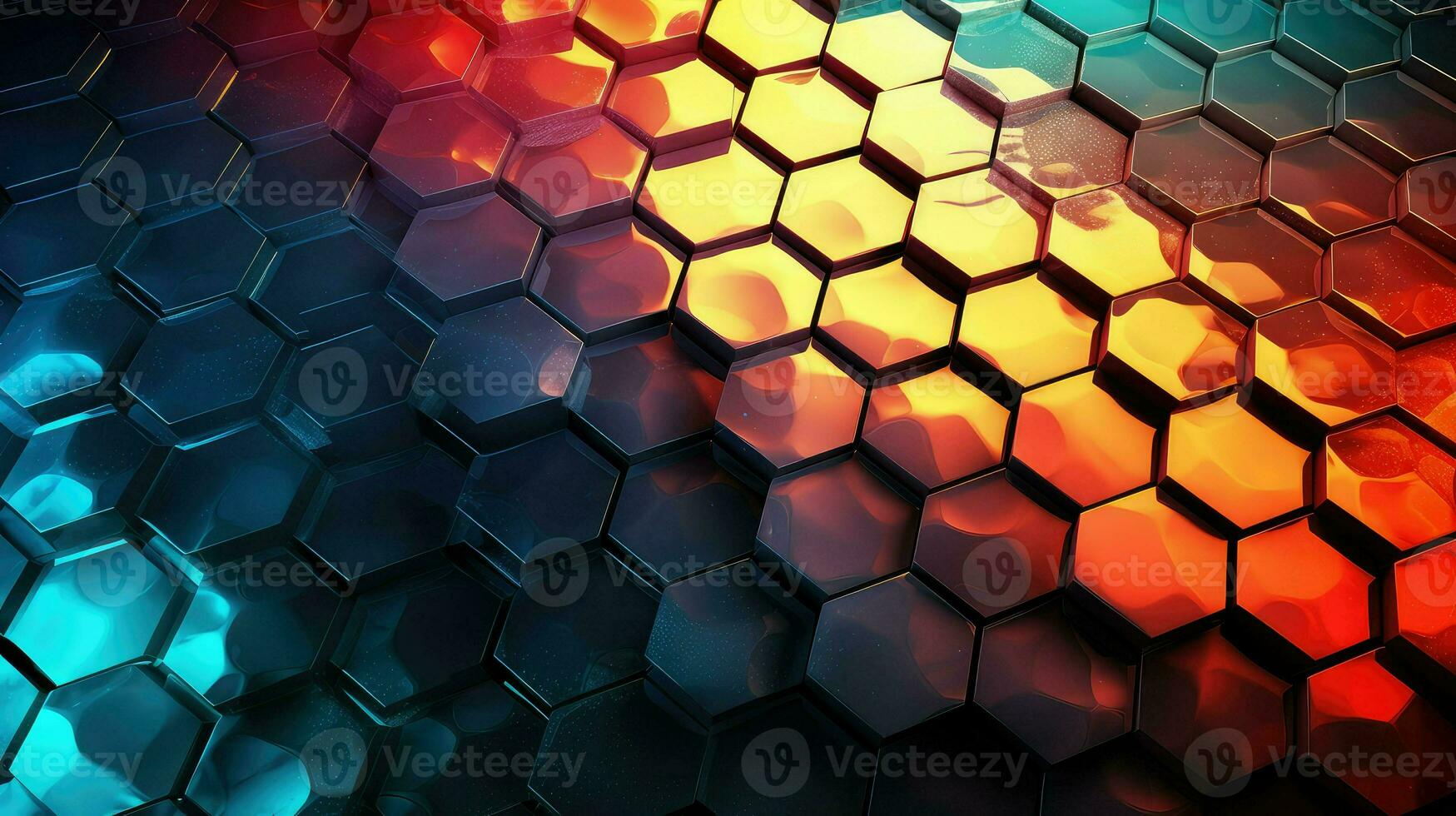 digital hexagon grid network ai generated photo