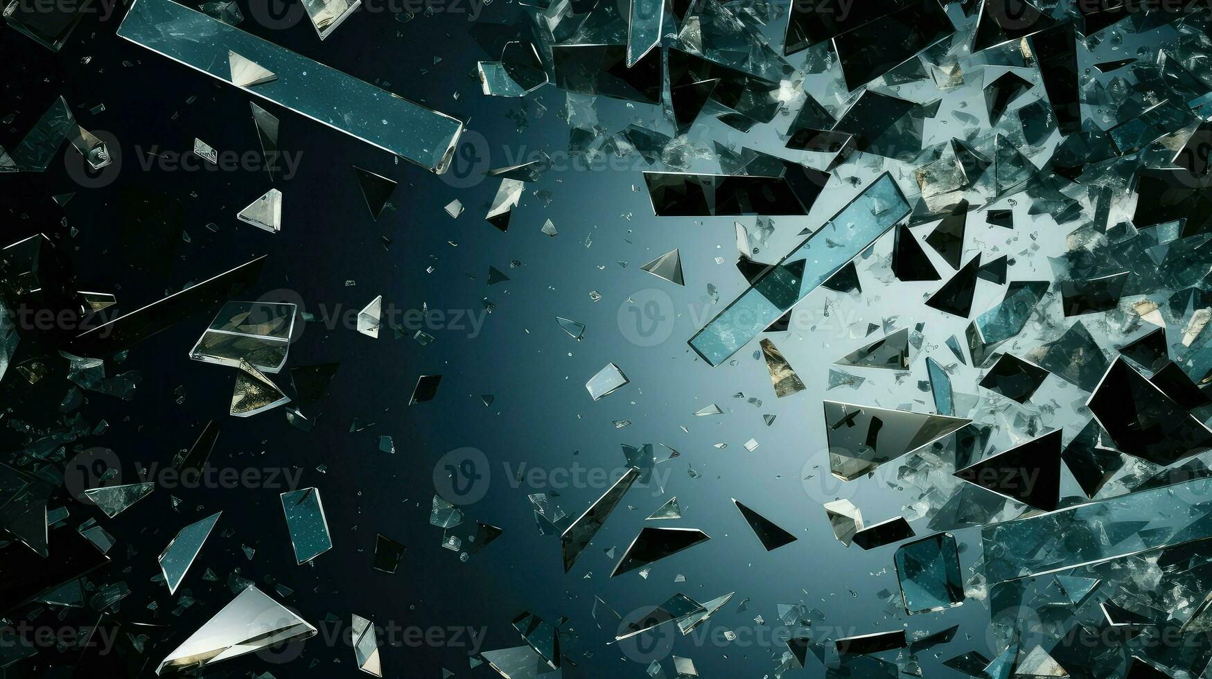 explosion scattered glass shatters ai generated photo