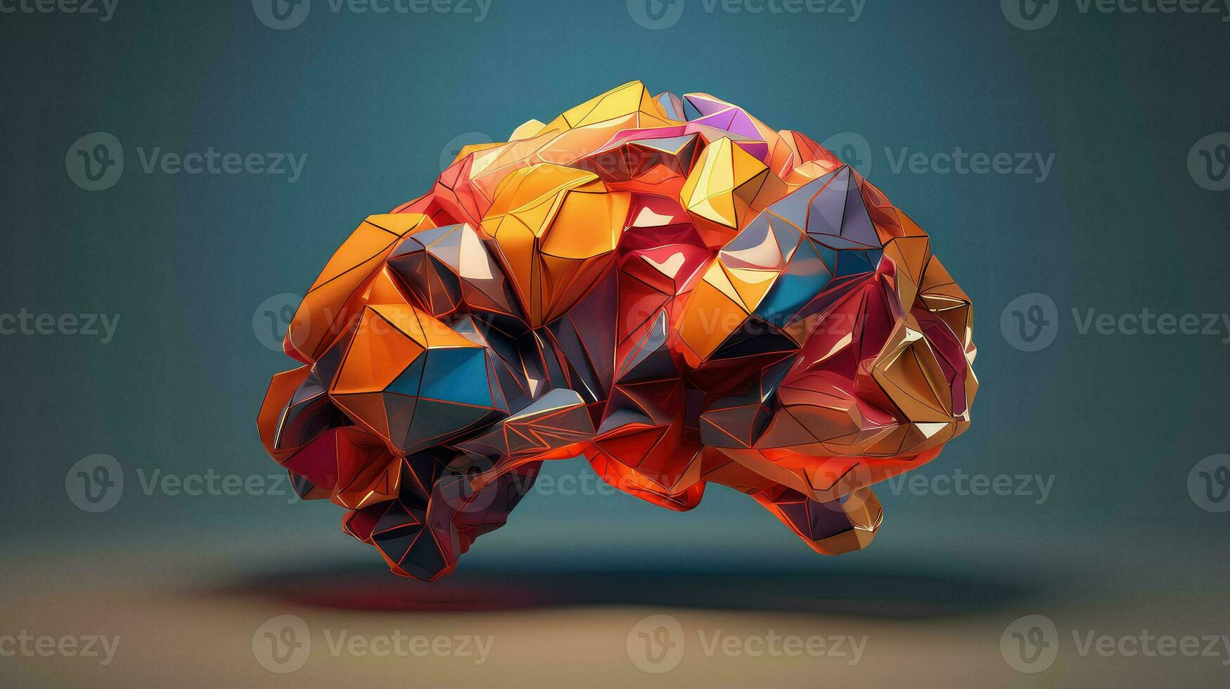 idea brain low poly ai generated photo