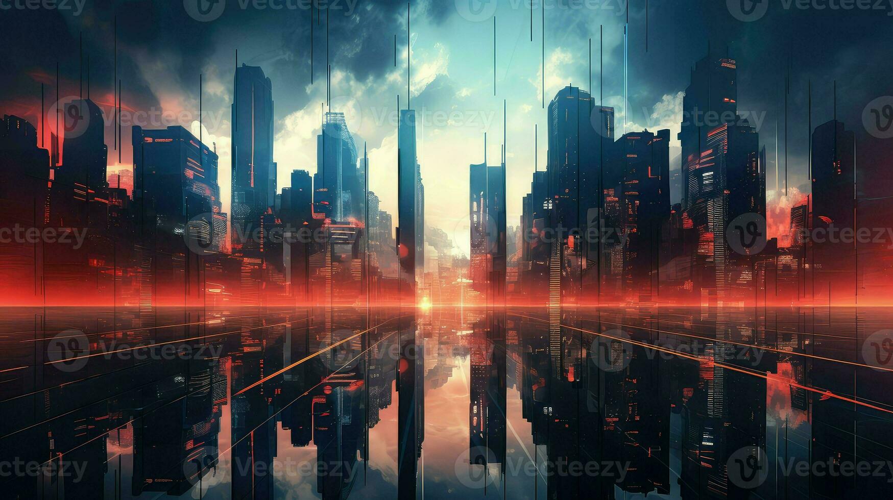 digital futuristic night city ai generated photo