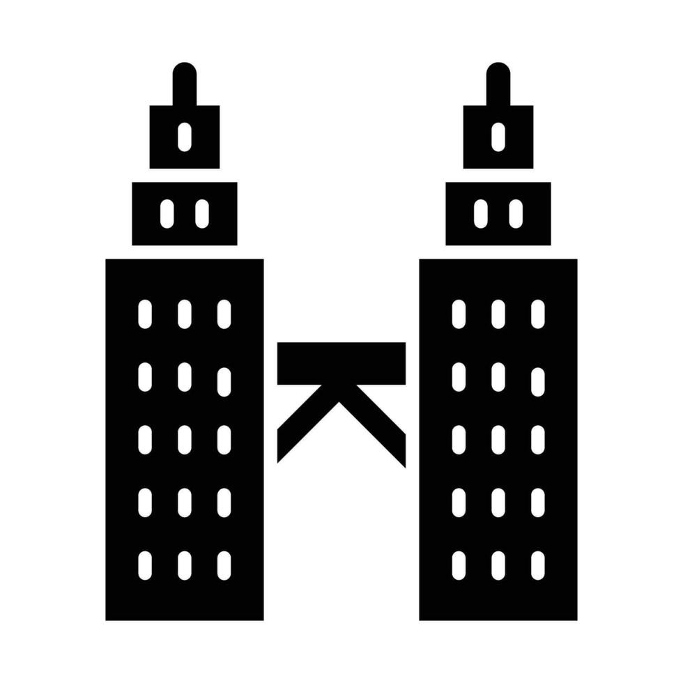 Petronas Twin Tower Vector Glyph Icon For Personal And Commercial Use.