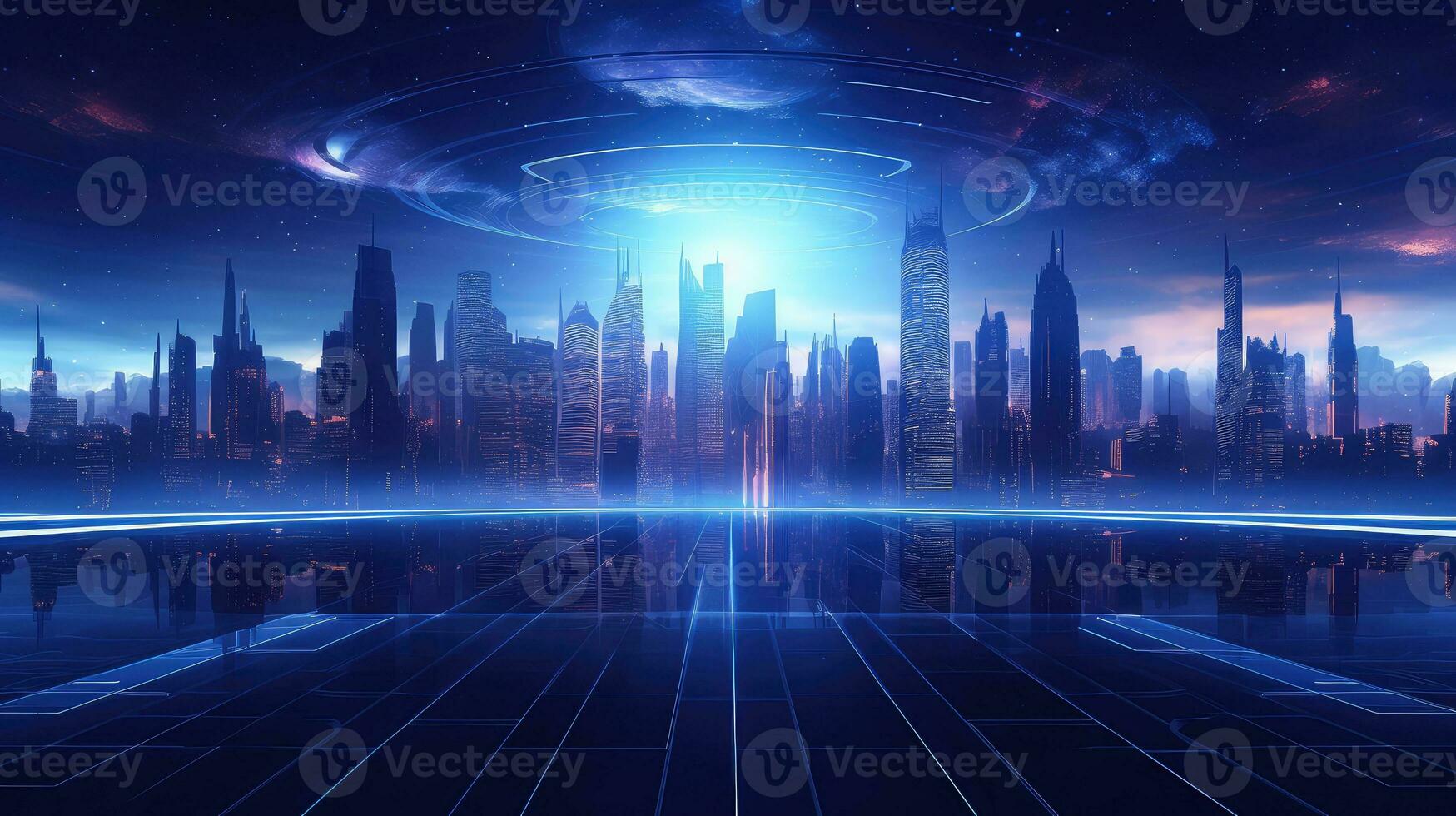 modern futuristic night city ai generated photo