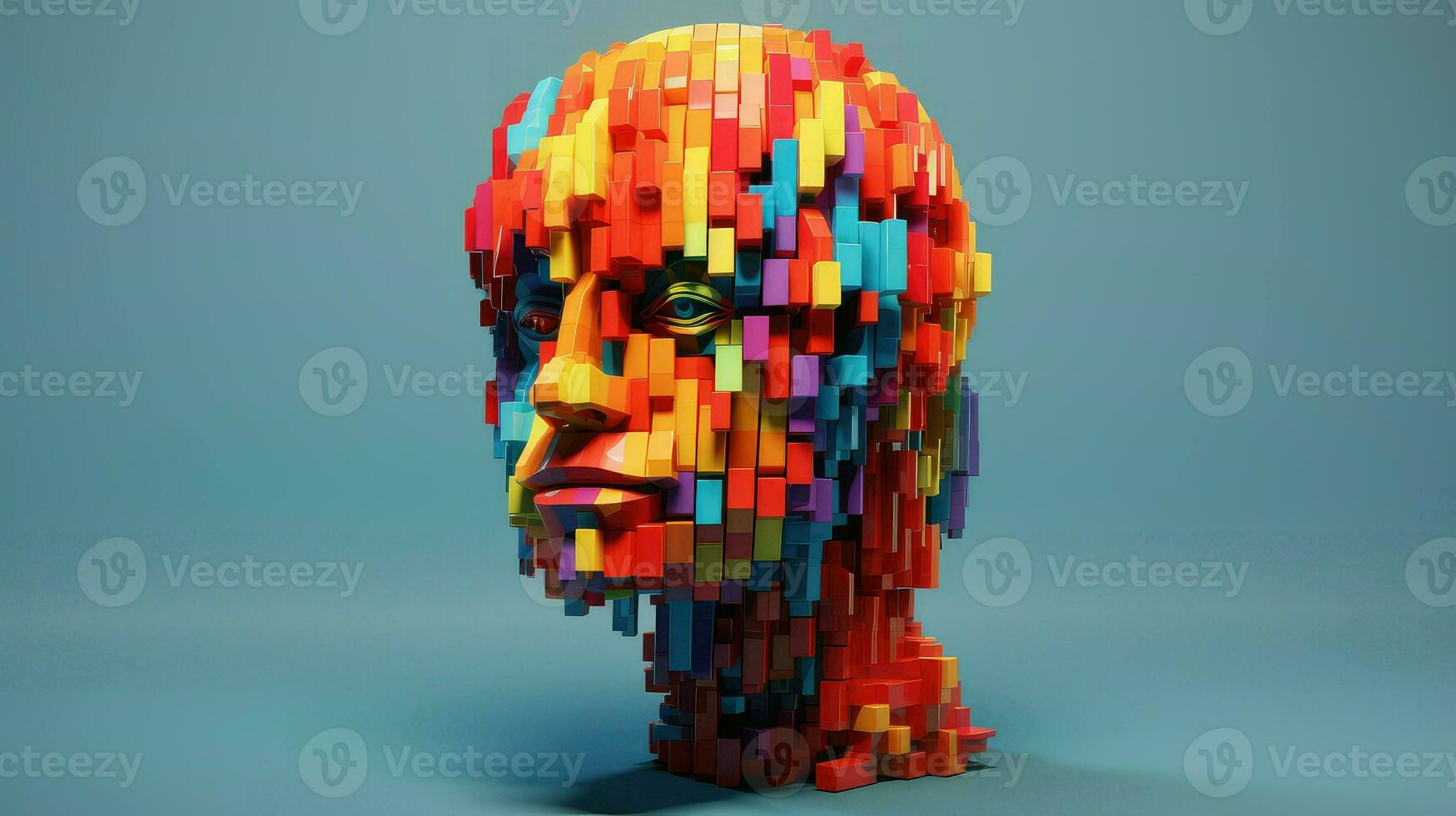 digital voxel human head ai generated photo