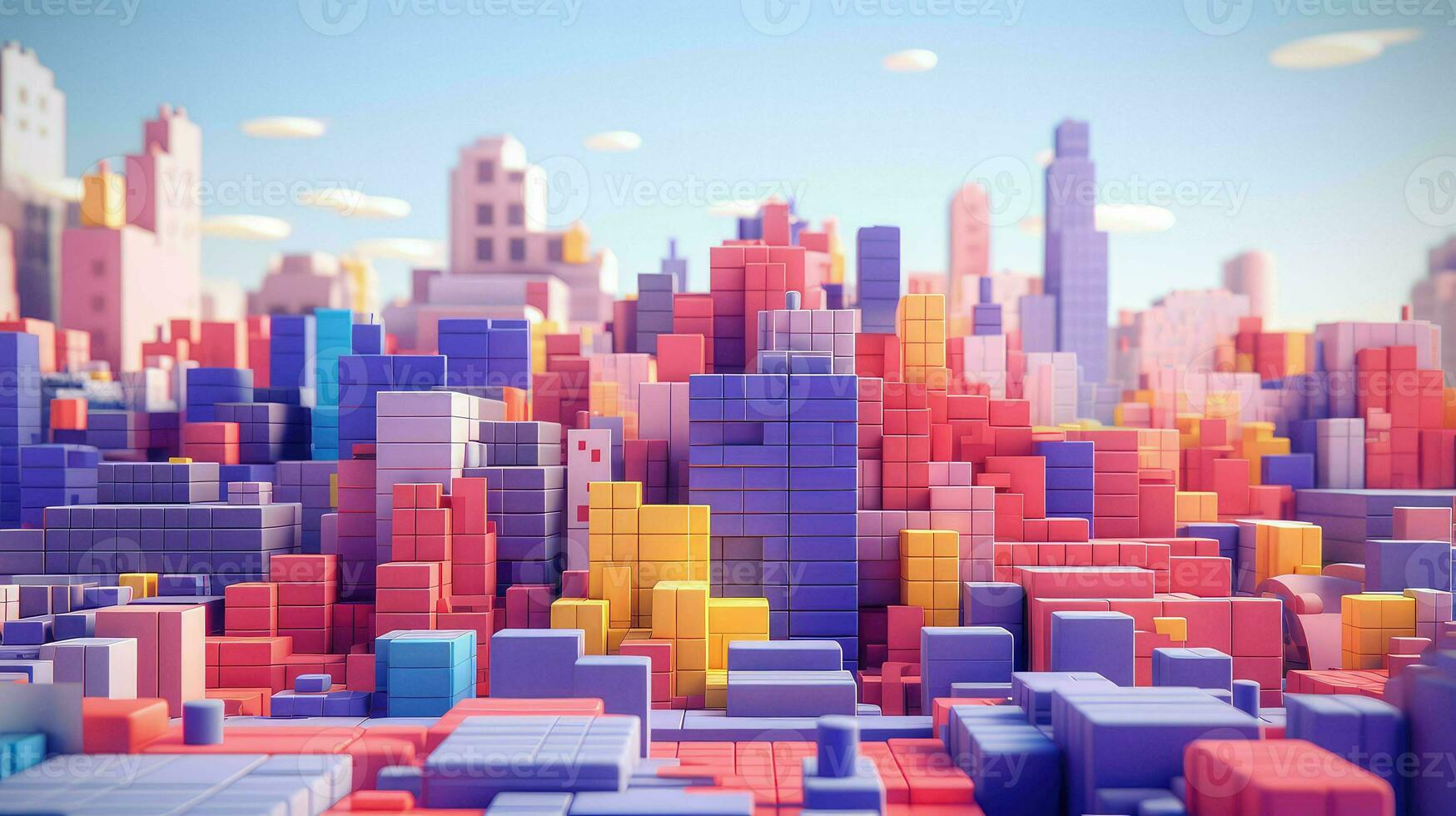 pixel voxel city landscape ai generated photo