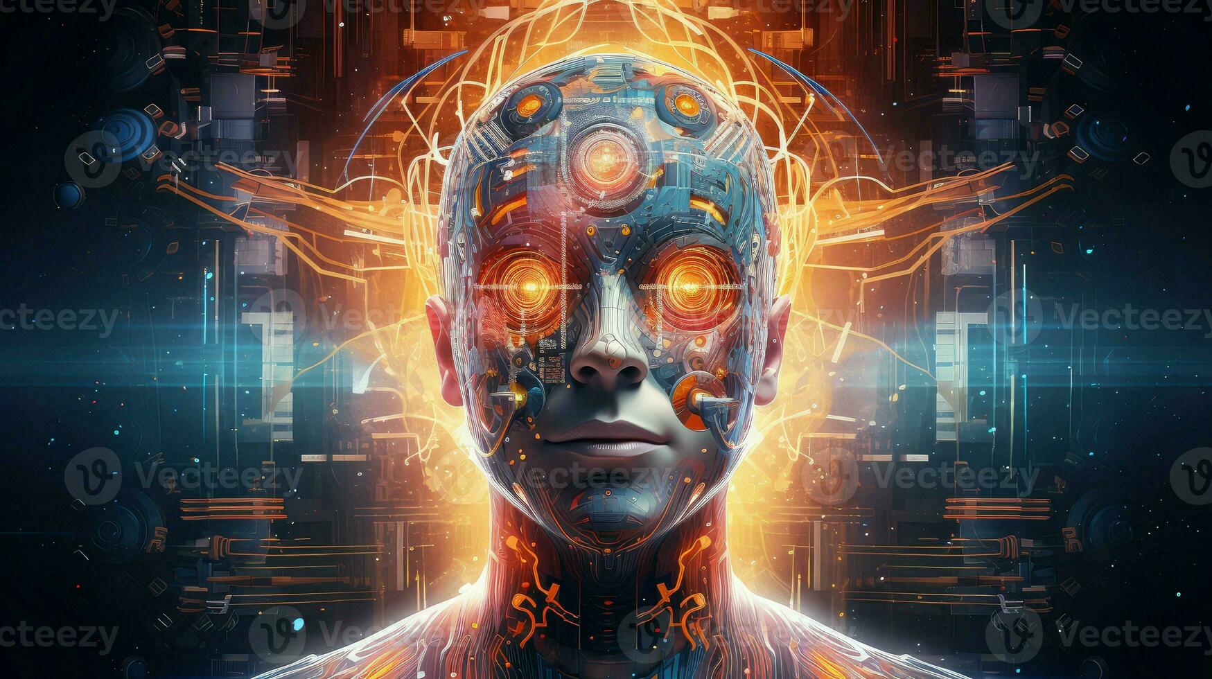 science brain robot digital ai generated photo