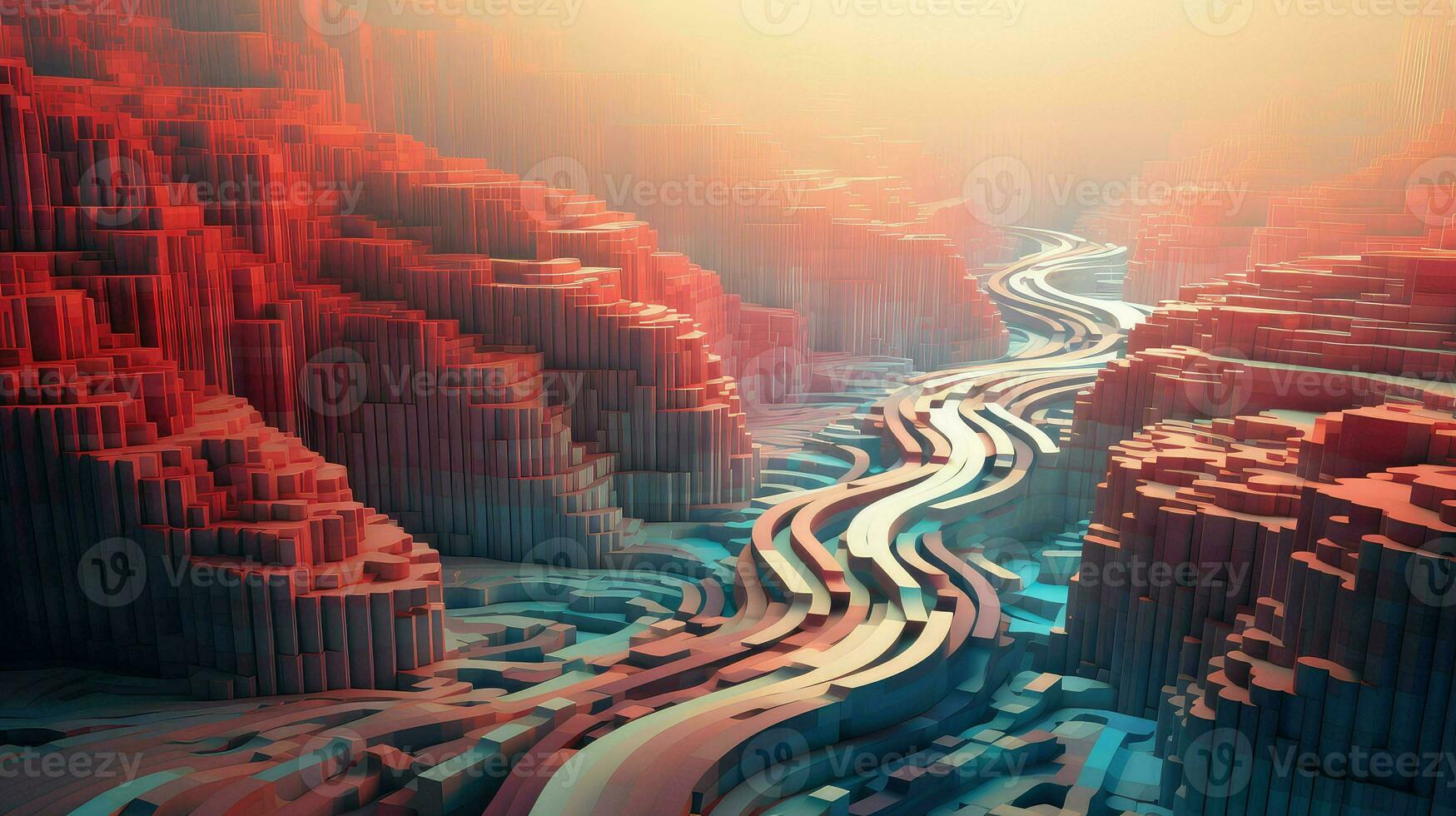wave voxel data flow ai generated photo