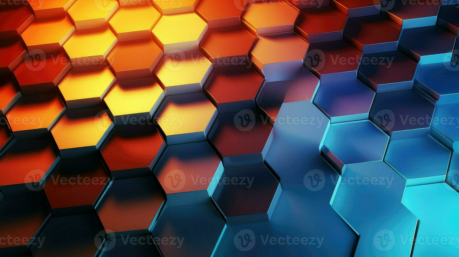 digital hexagon grid network ai generated photo