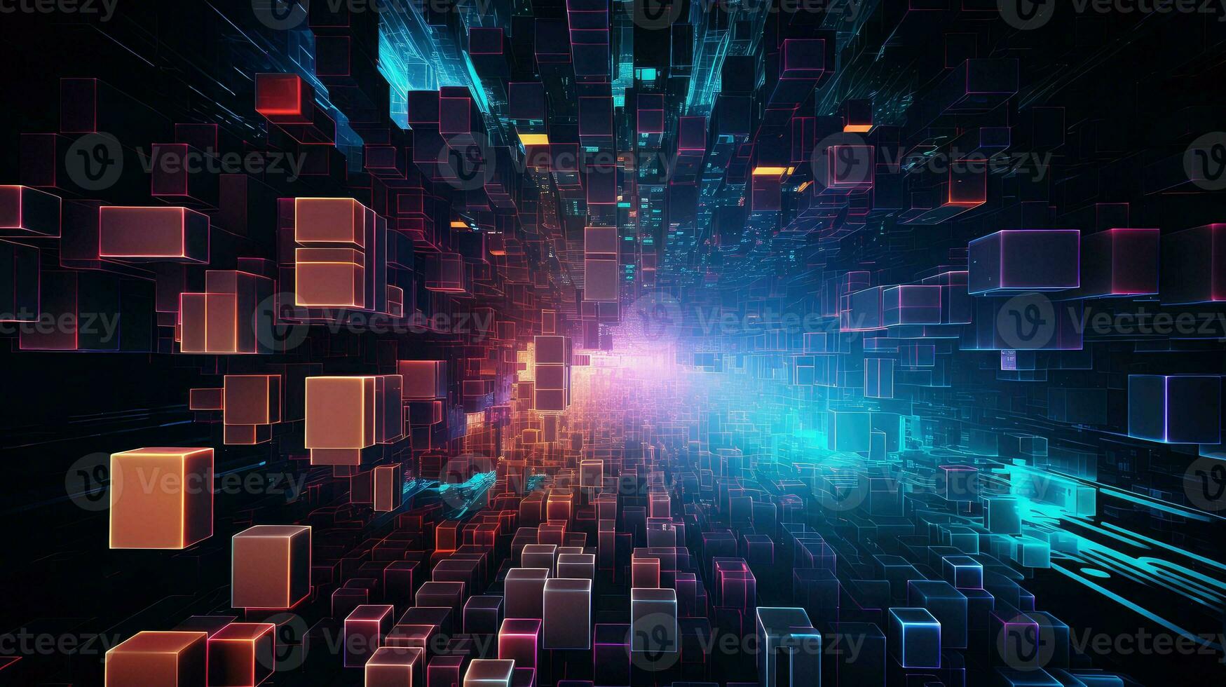 wave voxel data flow ai generated photo