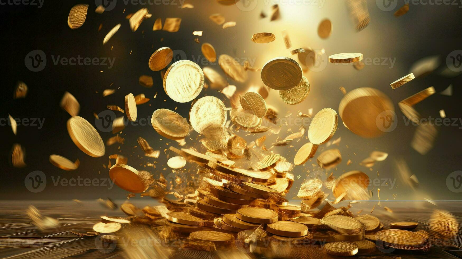 casino gold coin explosion ai generated photo