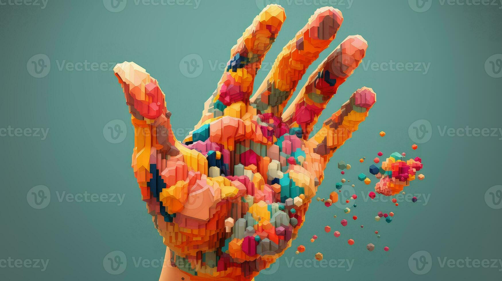 technology voxel human hand ai generated photo