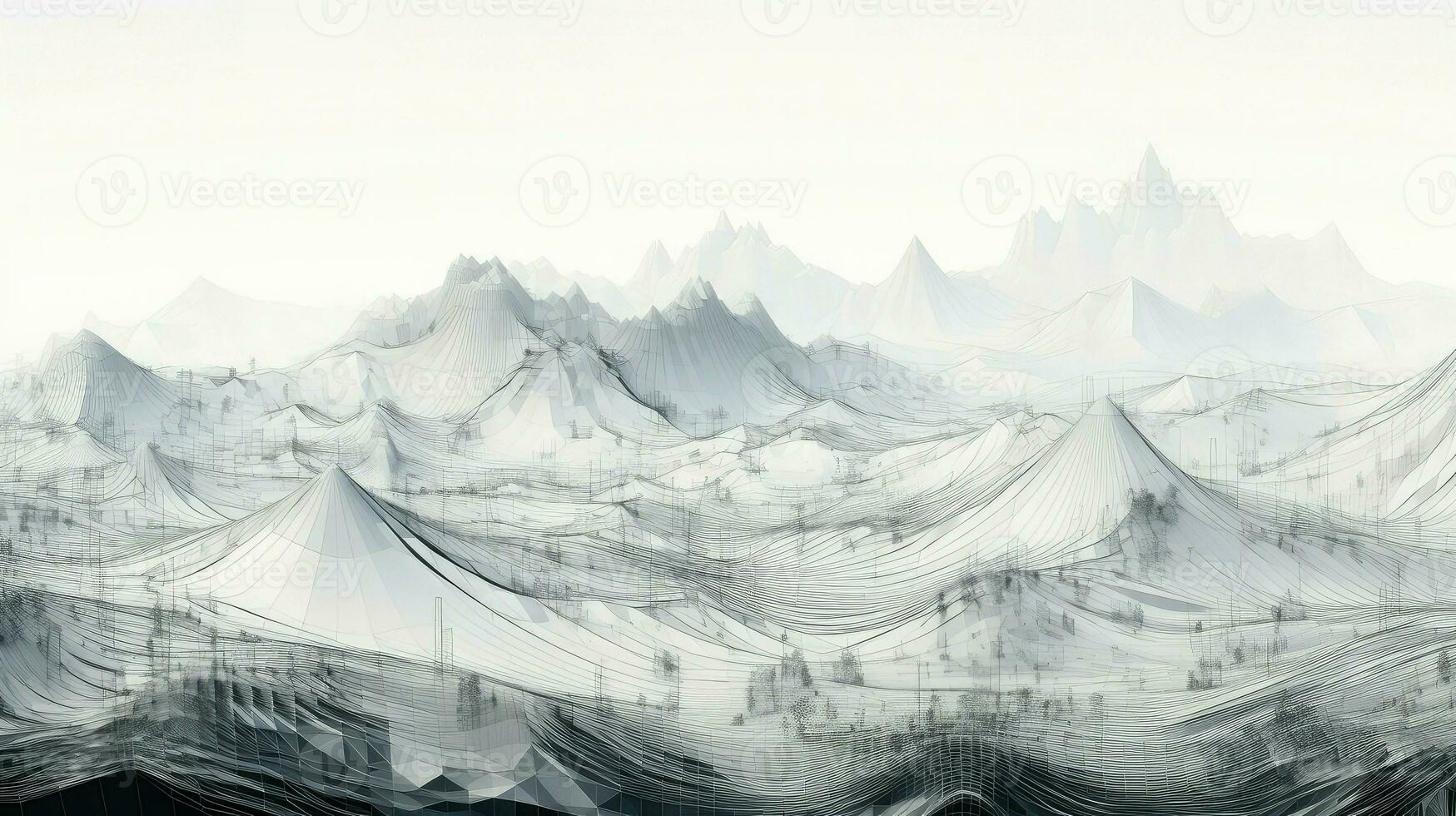 tech wireframe landscape topographic ai generated photo