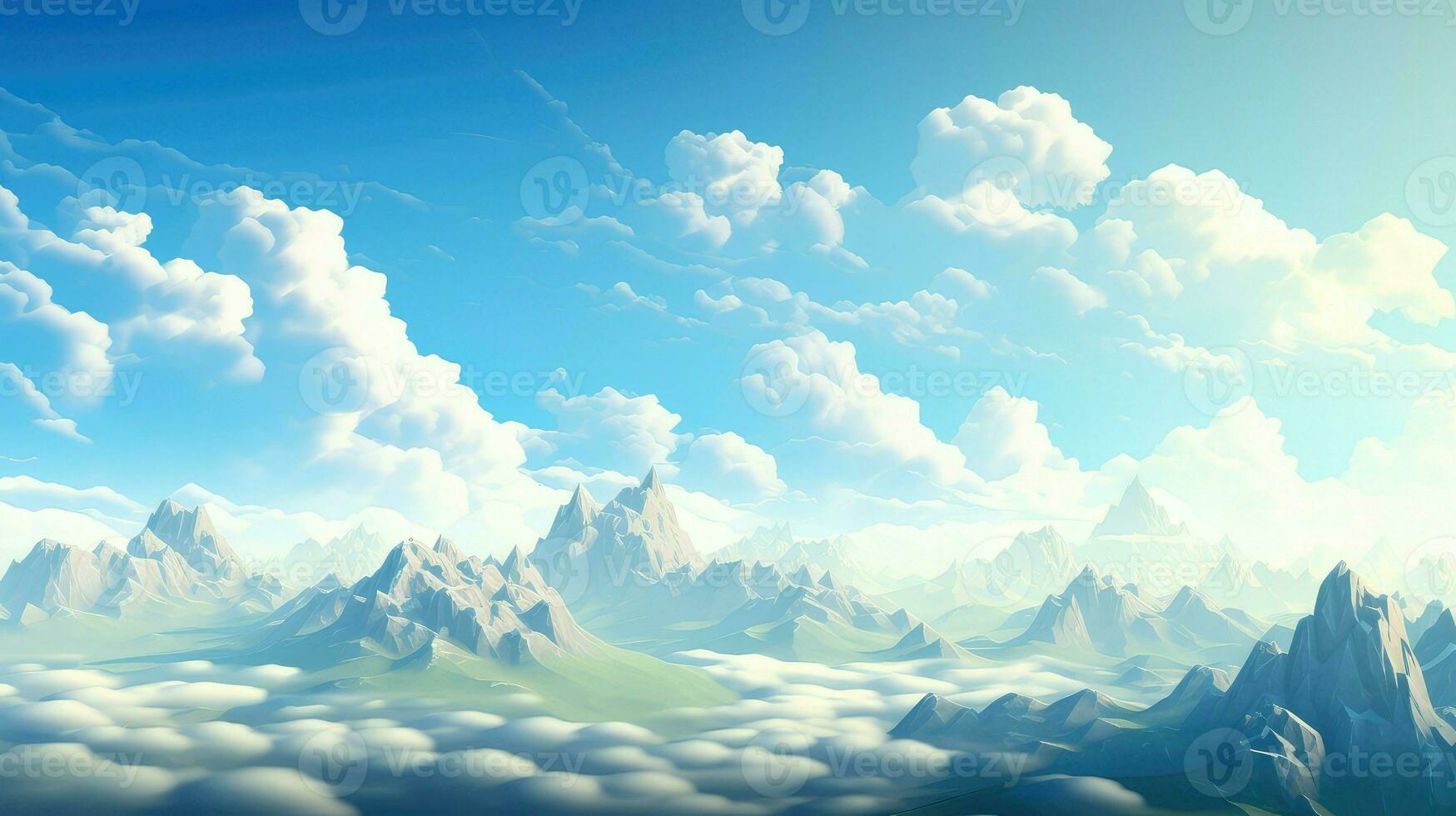 design voxel mountain landscape ai generated photo