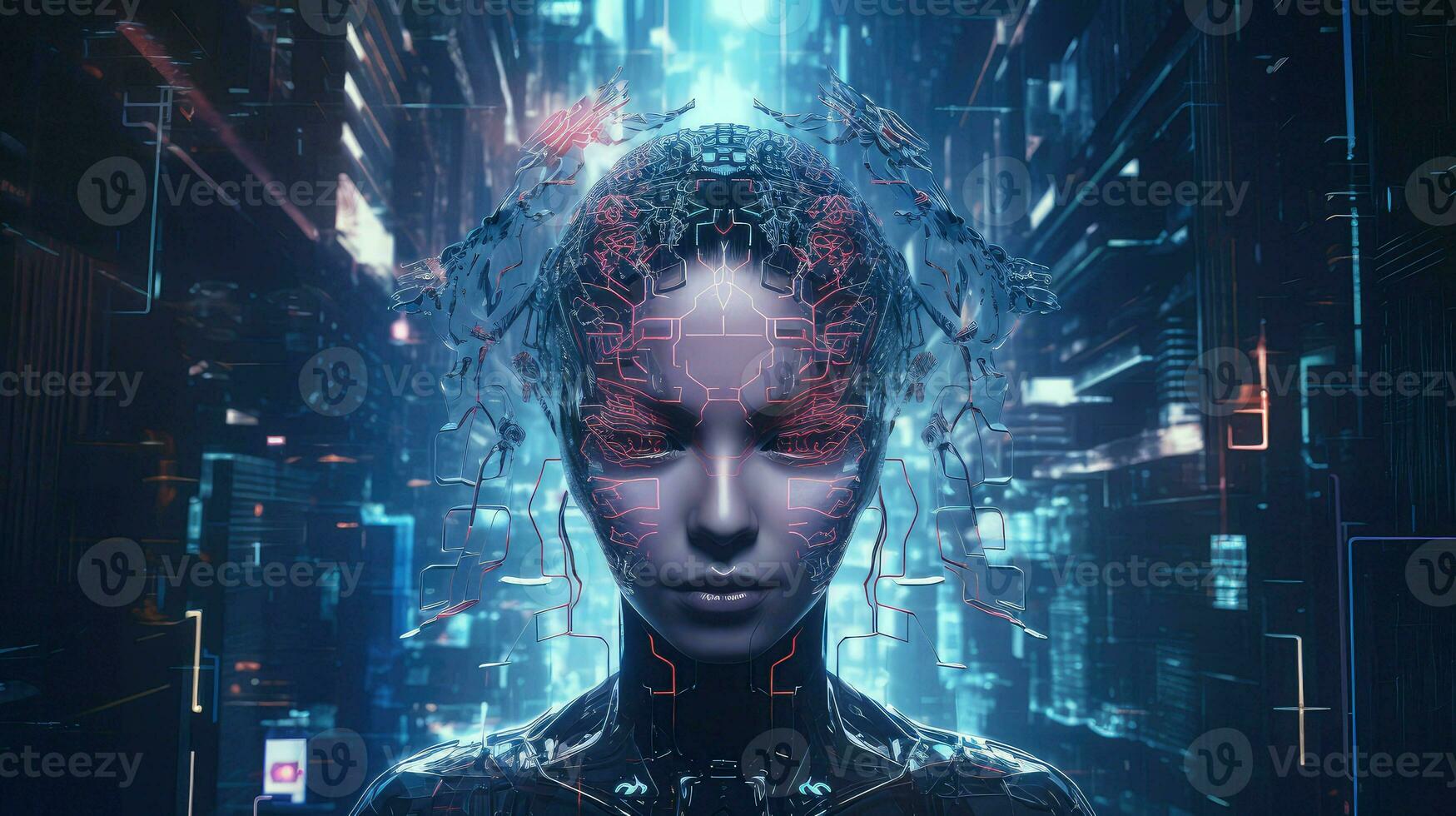 technology digital human head ai generated photo