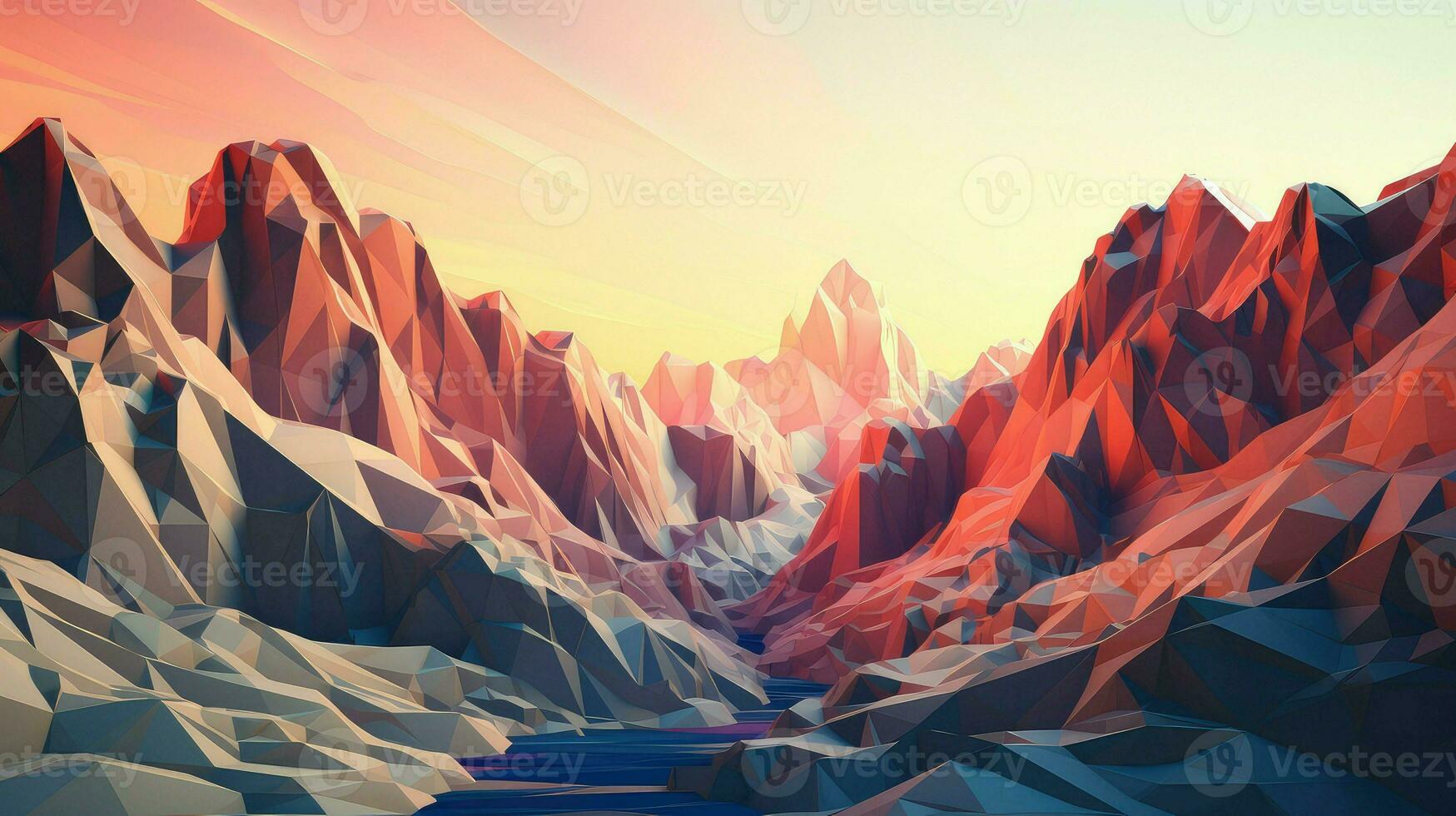 background voxel mountain landscape ai generated photo
