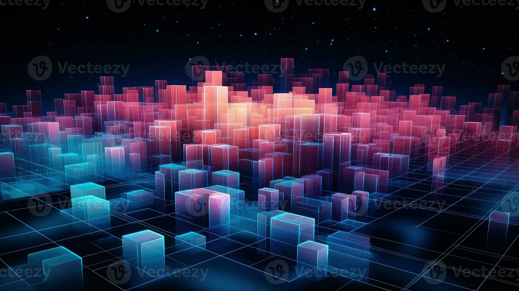 abstract voxel data flow ai generated photo