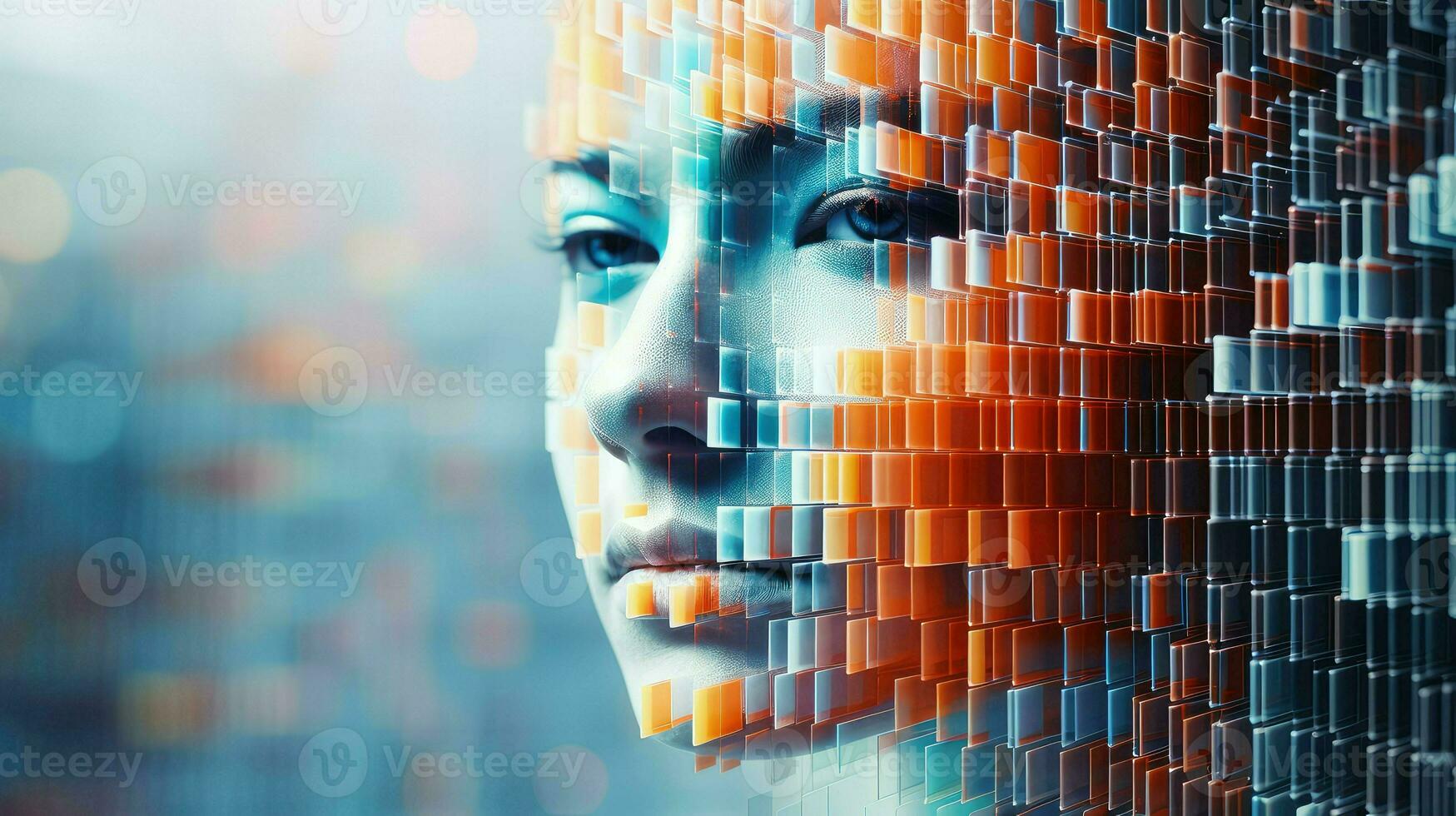 digital voxel human head ai generated photo