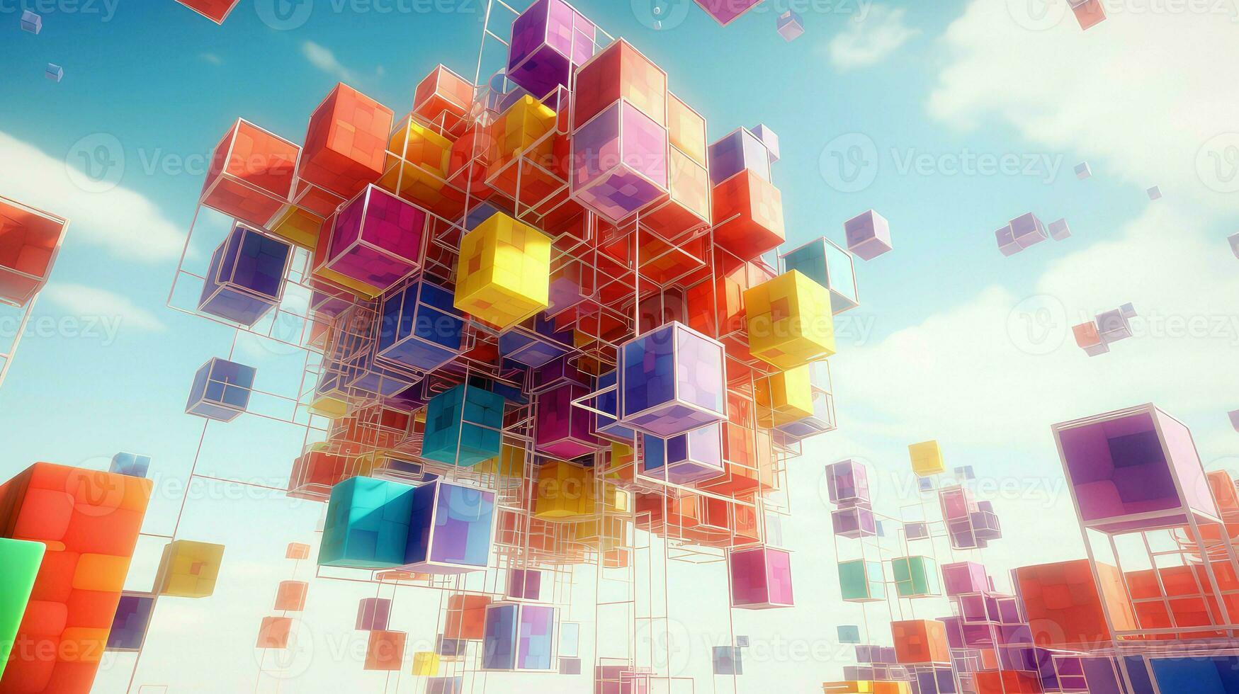 3d voxel artificial cubes ai generated photo