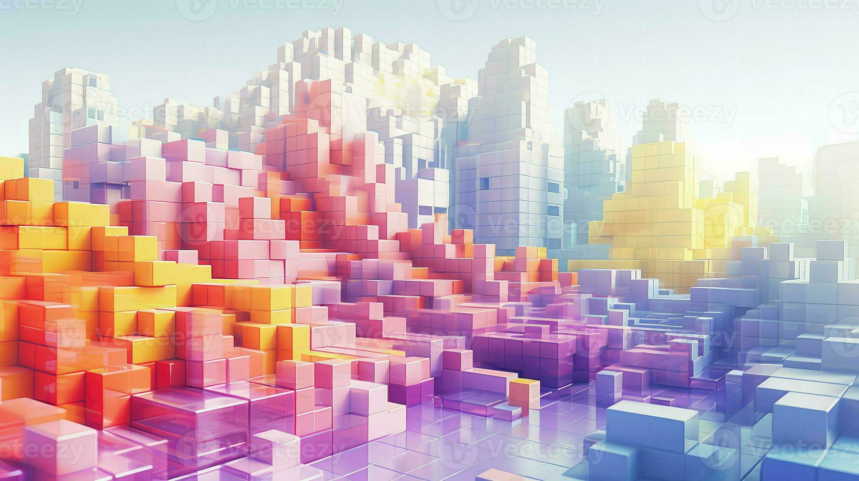 pixel voxel city landscape ai generated photo