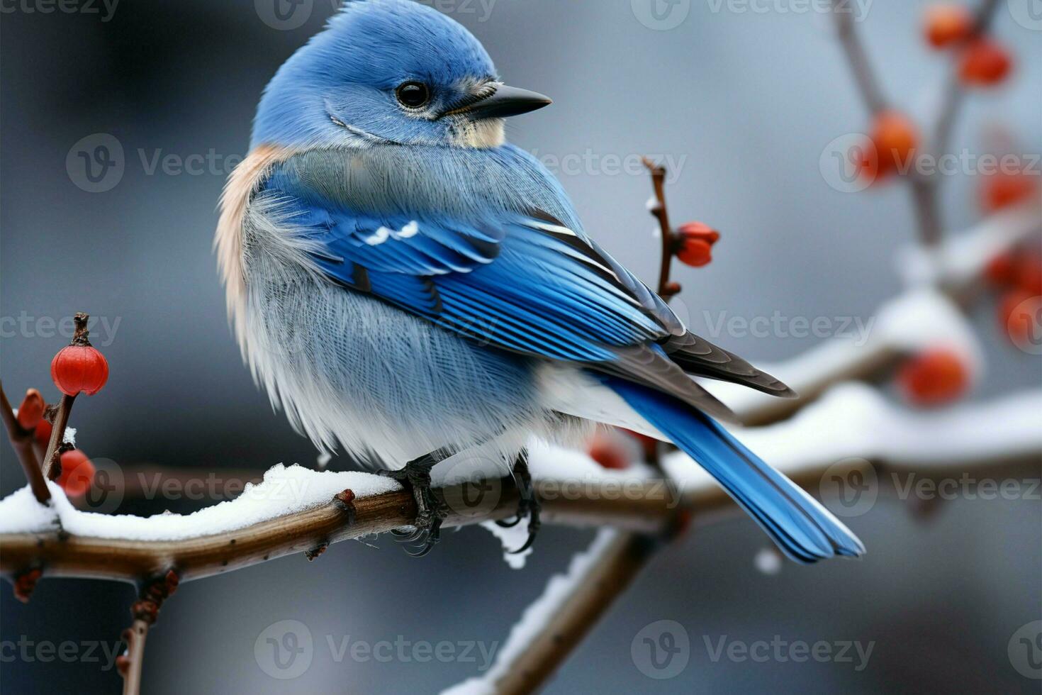 Winters serene beauty harmonizes with the presence of birdsong AI Generated photo