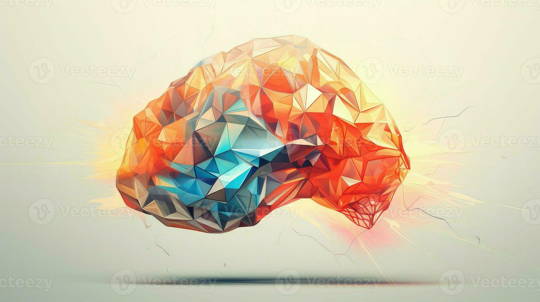 idea brain low poly ai generated photo