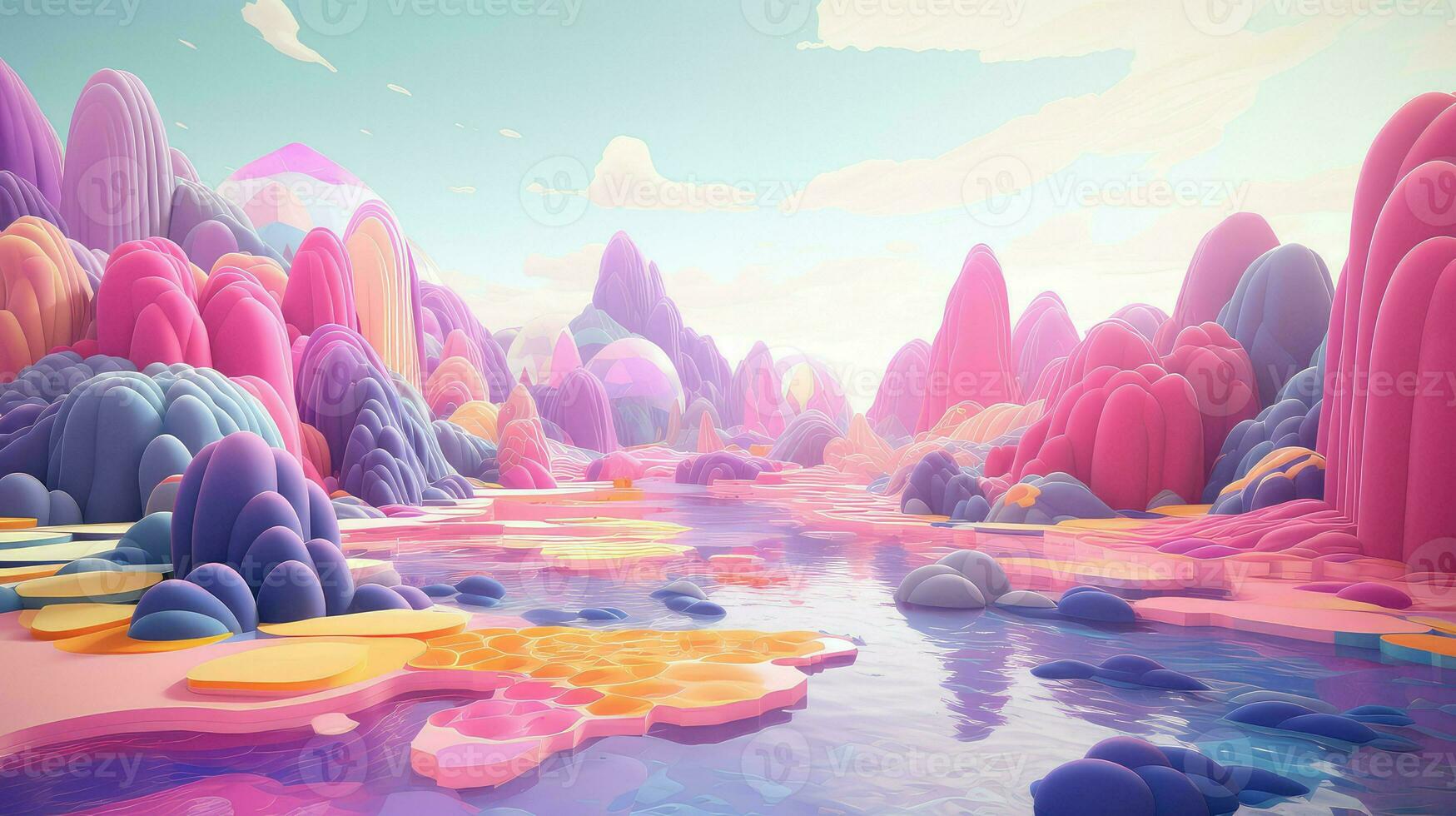 background voxel surface landscape ai generated photo