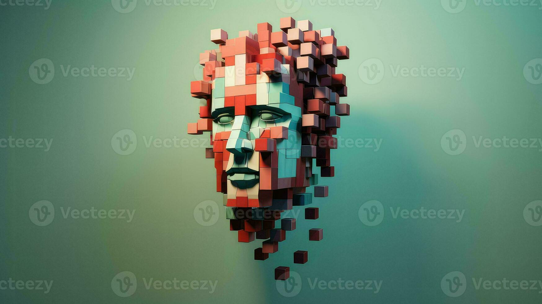 cara voxel humano cabeza ai generado foto