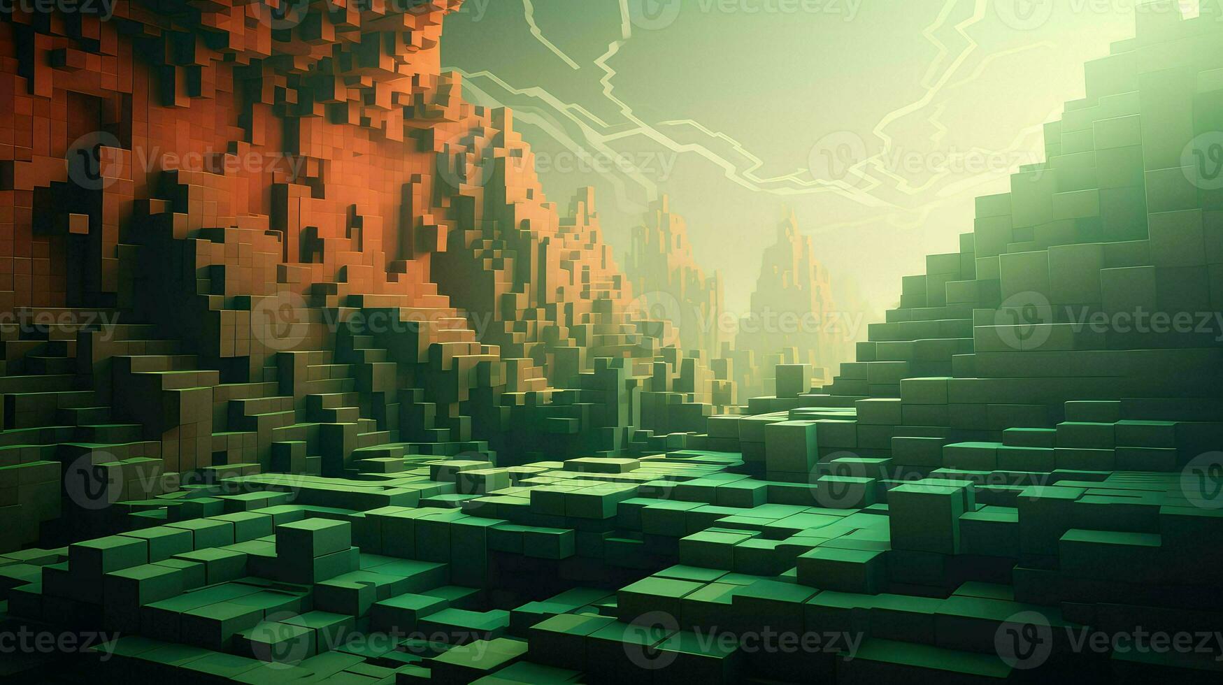 background voxel surface landscape ai generated photo