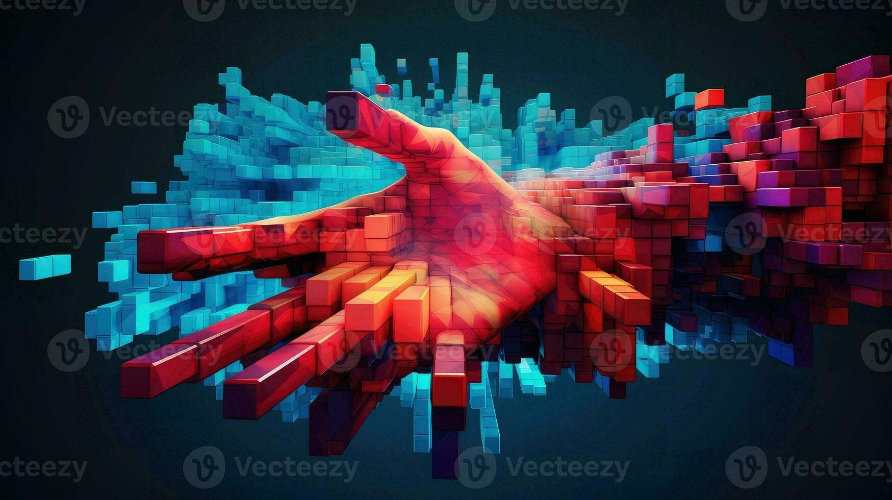 render voxel human hand ai generated photo