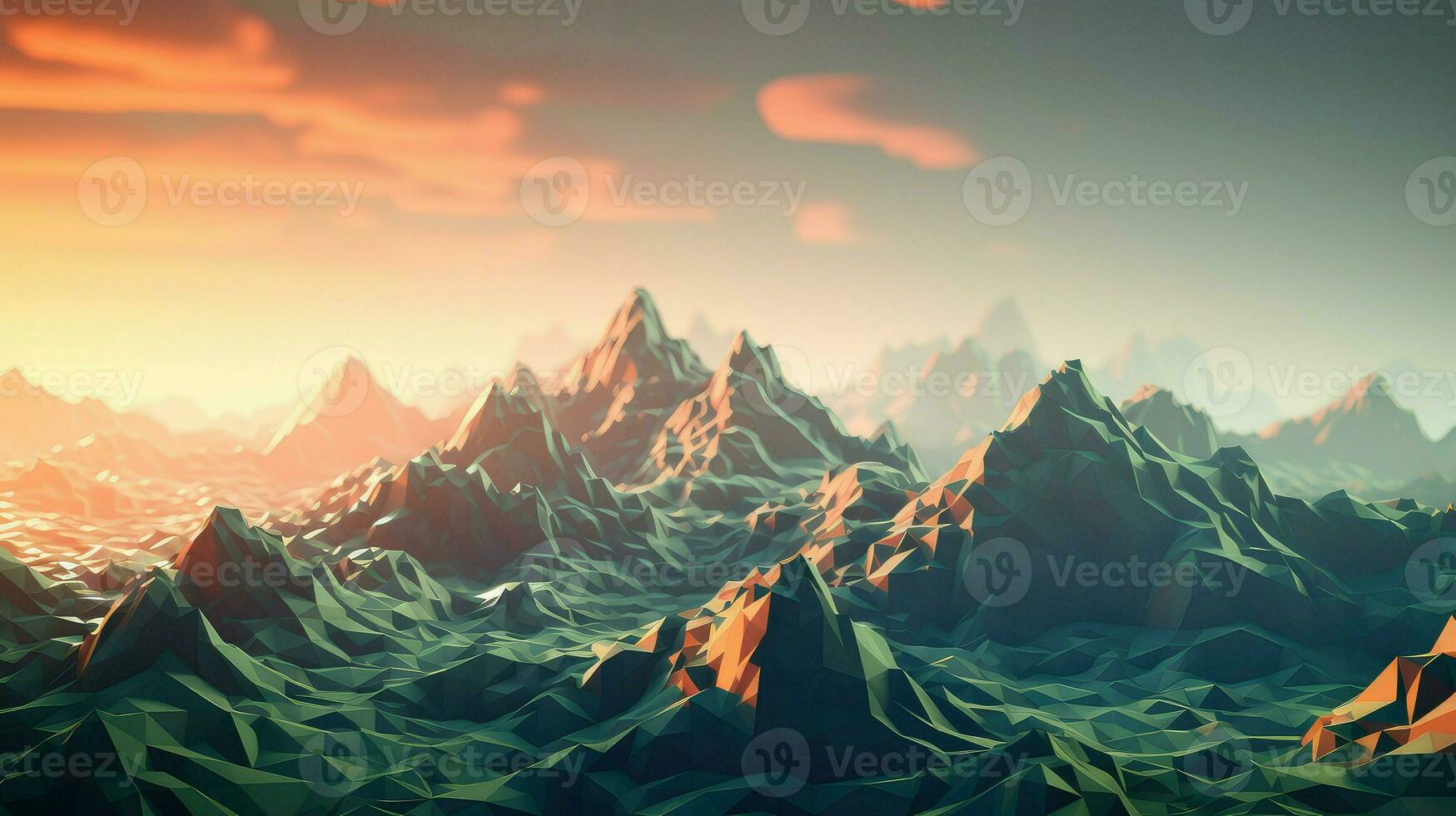 perspective voxel mountain landscape ai generated photo