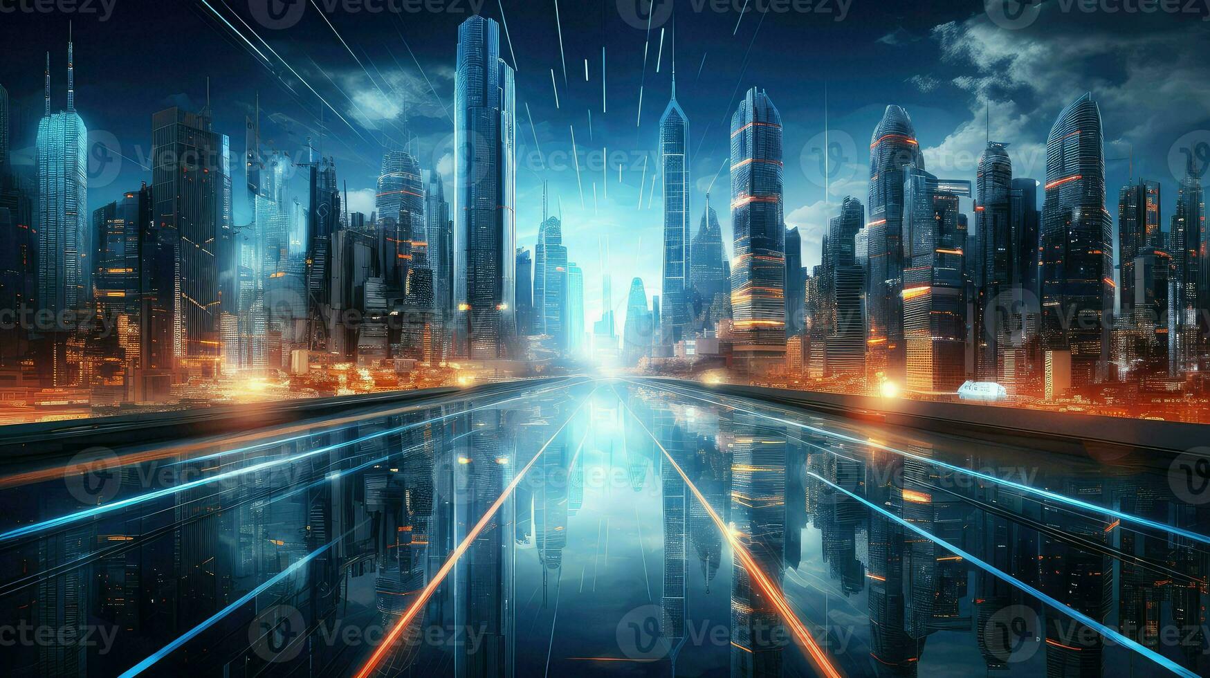 modern futuristic night city ai generated photo