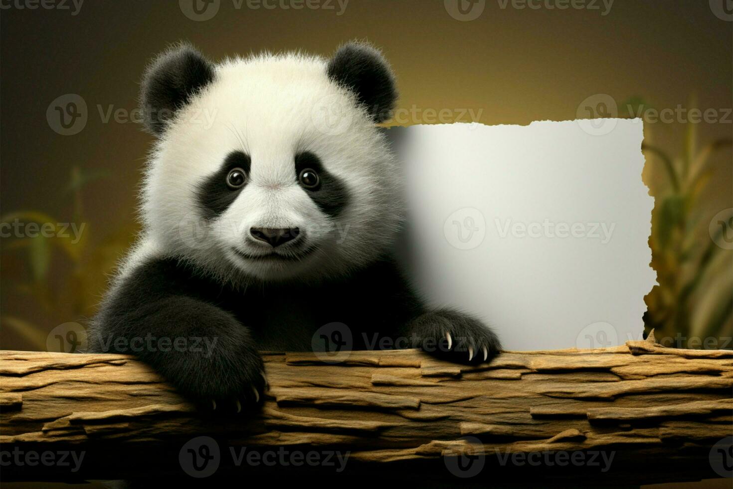 Panda and empty poster, a canvas for your creative imagination AI Generated photo