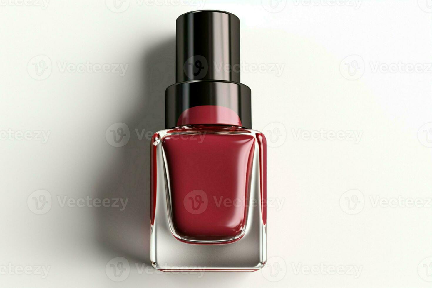 Vibrant maroon nail polish bottle, 3D rendered with white background AI Generated photo
