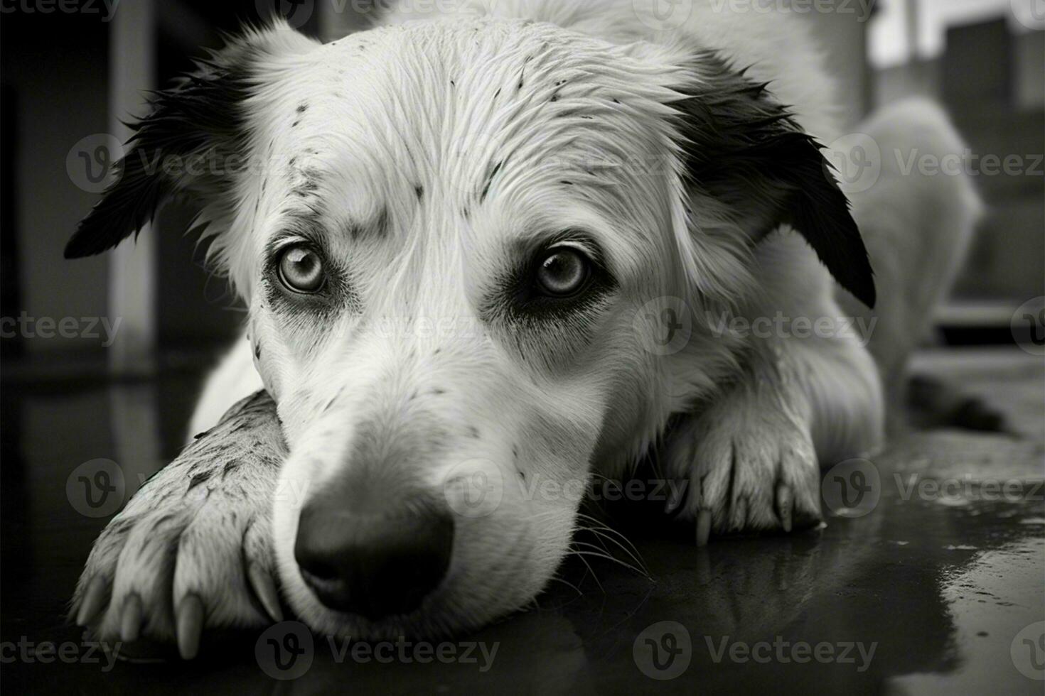 Tropical depression in Thailand captured through black and white dog photos AI Generated