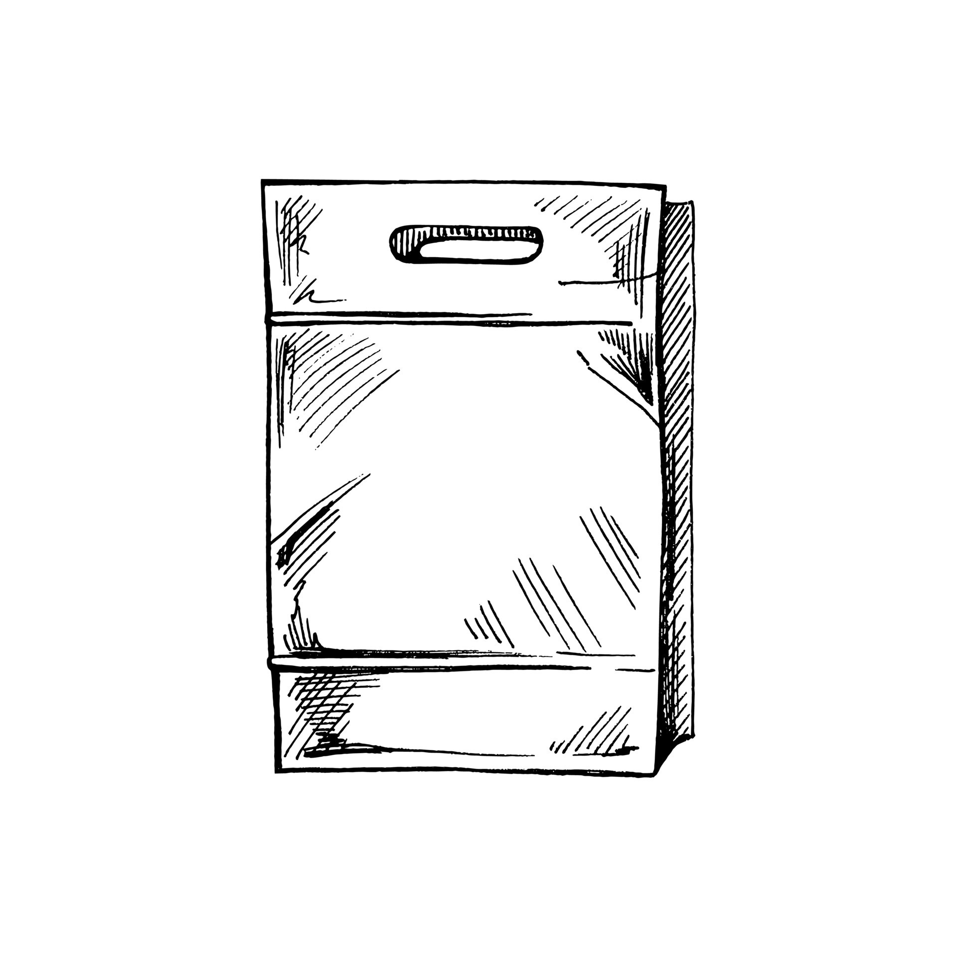 Hand drawn Sketch Of Paper Lunch Food Craft Box Package Realistic hand-drawn-sketch-of-paper-lunch-food-craft-box-package-realistic