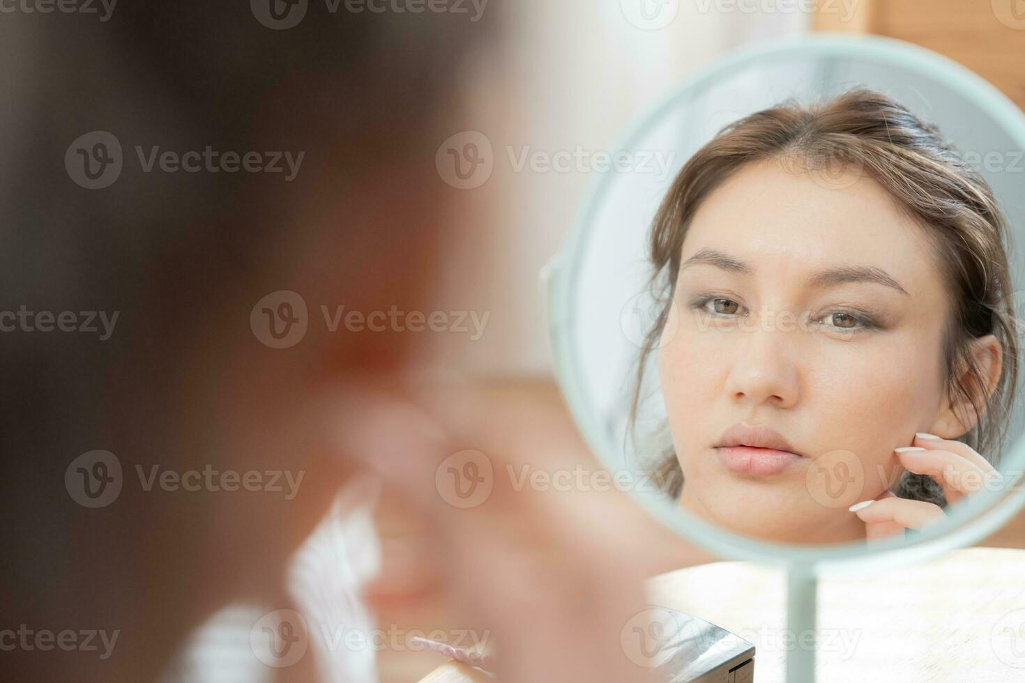 Young woman are worried about faces Dermatology and allergic to