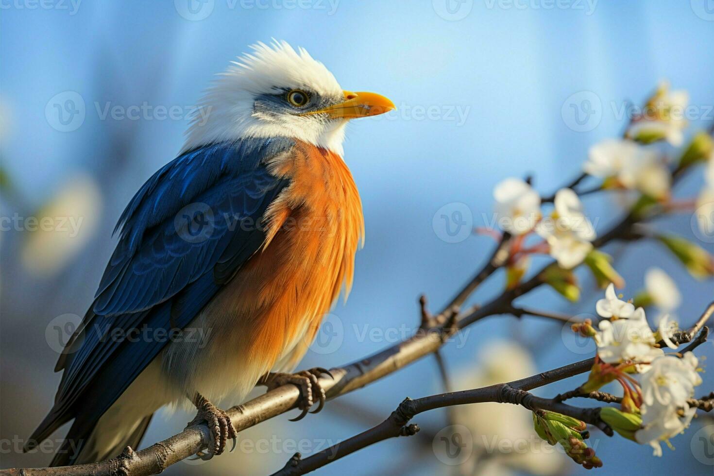 Close up of majestic bald eagle on a crisp winters day AI Generated photo