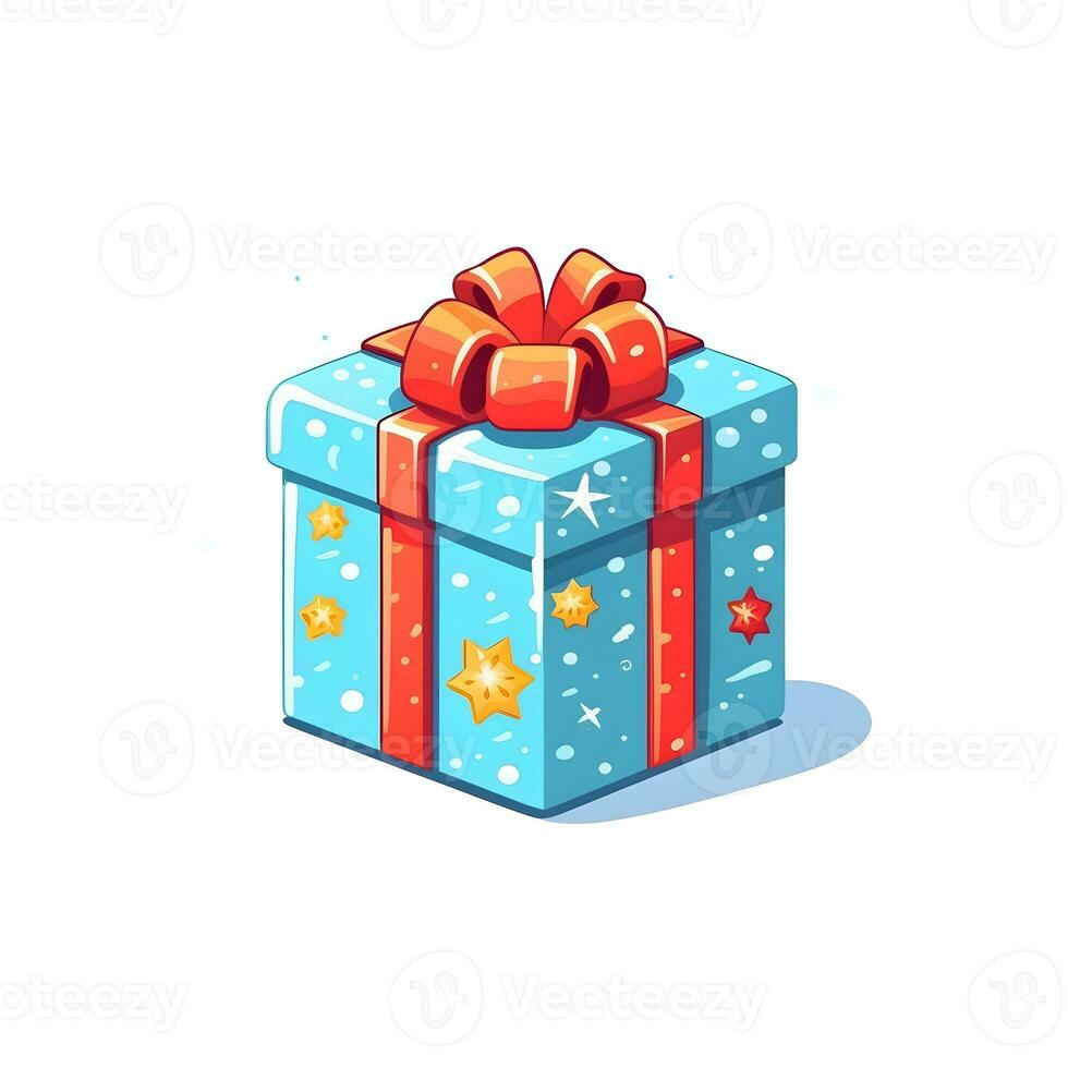 christmas holiday decoration gift isolated illustration background box gold generative Ai. photo