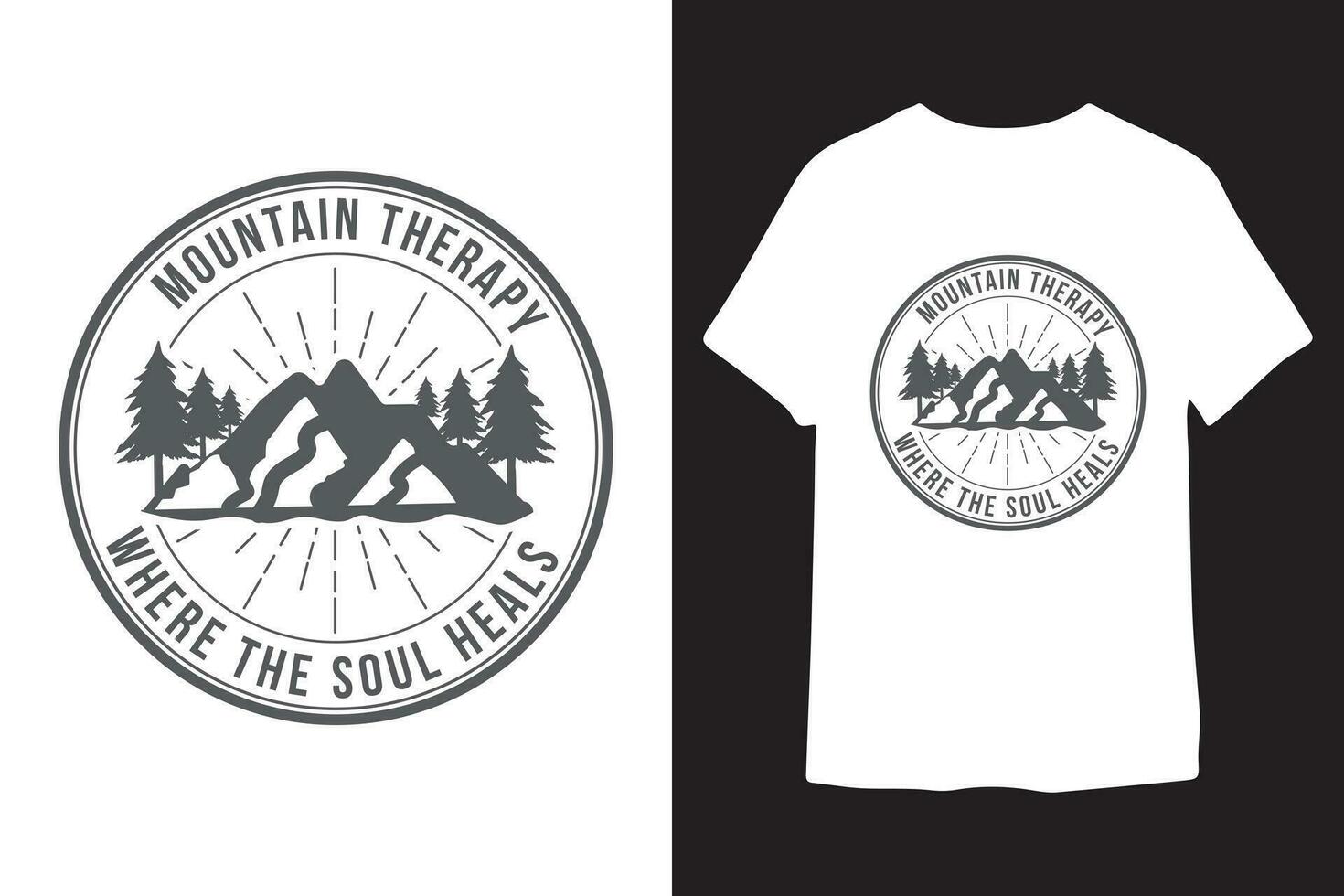 Vector mountain pine tree adventure sunset vintage style