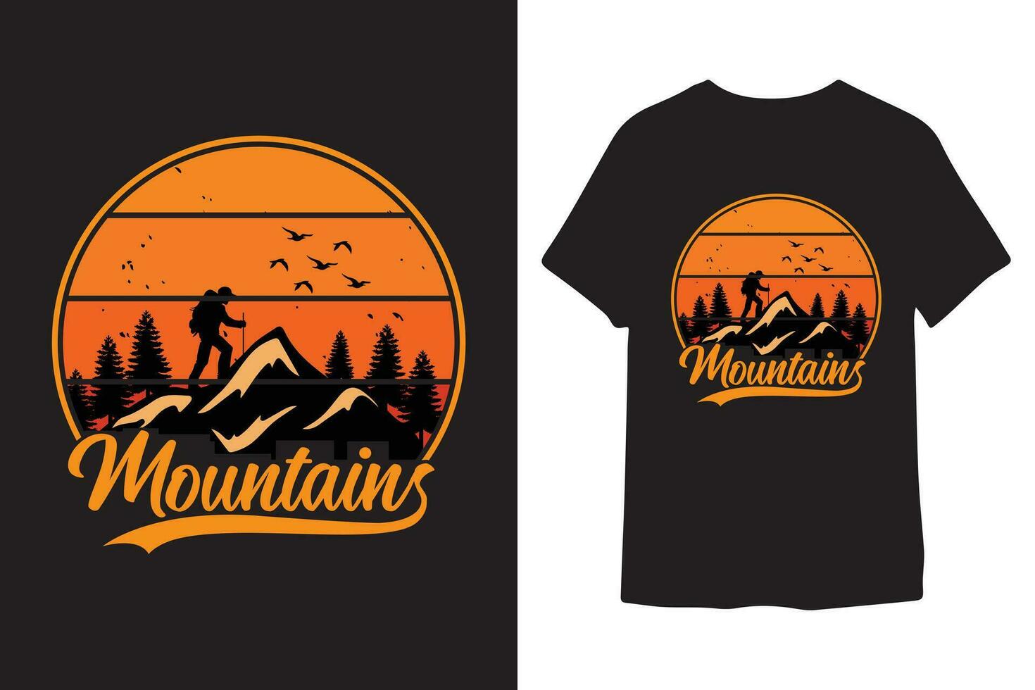 Vector mountains tshirt design vintage style