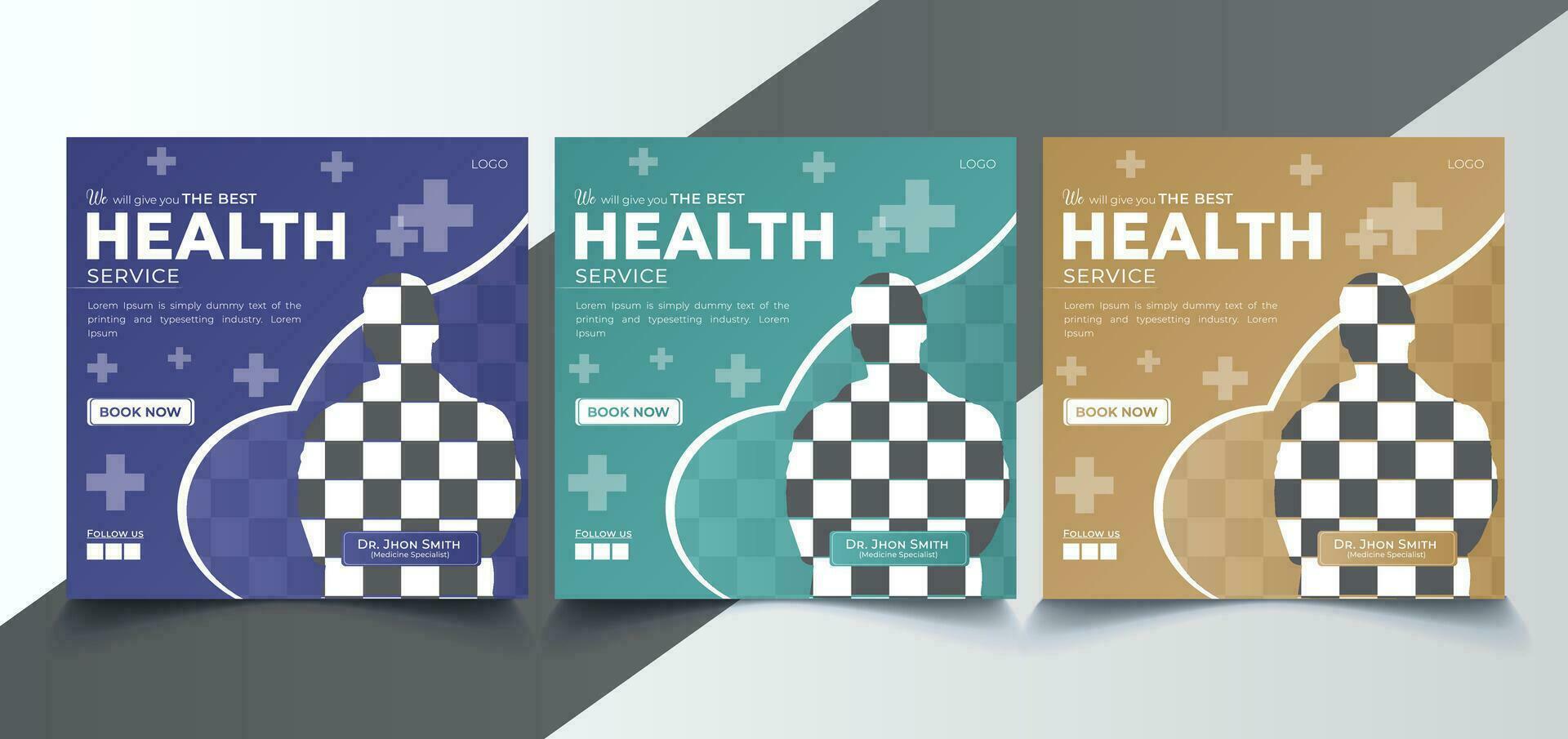 Medical Social Media Post Template, Healthcare Social Media Banner Template, Medical and healthcare social media post template. vector