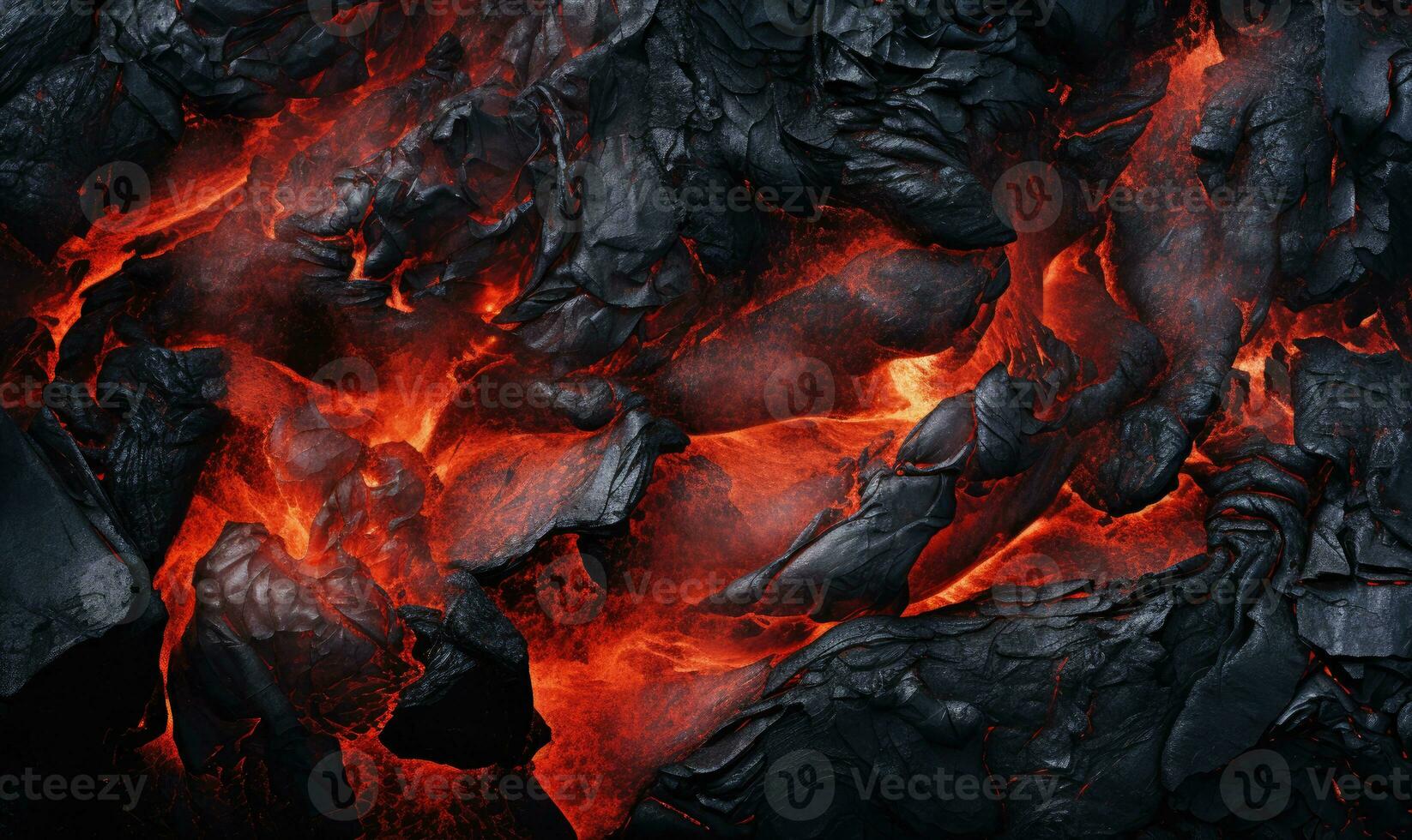 AI Generative. Close-up of cooled lava textures from a volcano. Created with AI photo