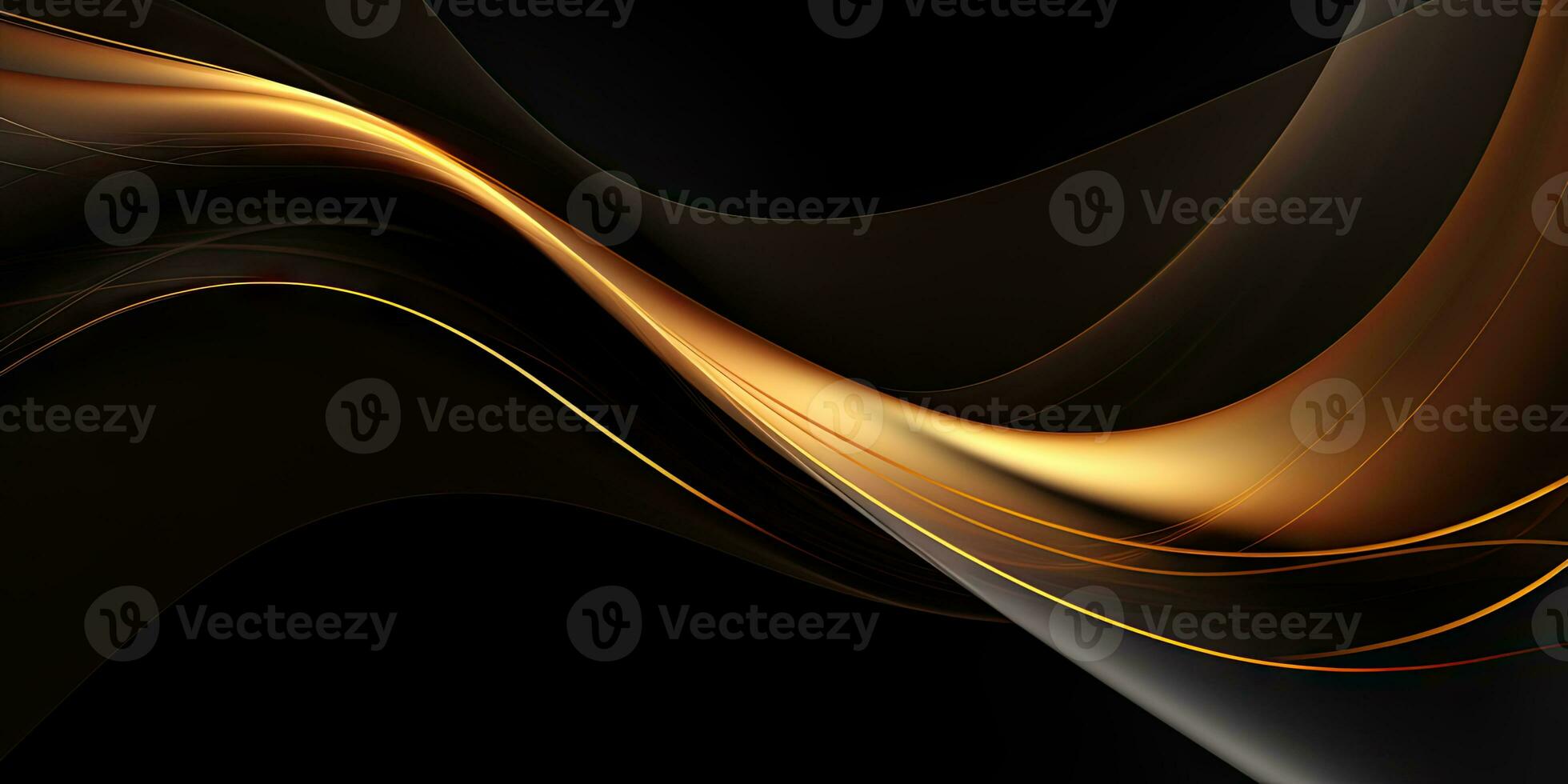 AI Generative. Radiant gold waves cascade diagonally. Created with AI photo