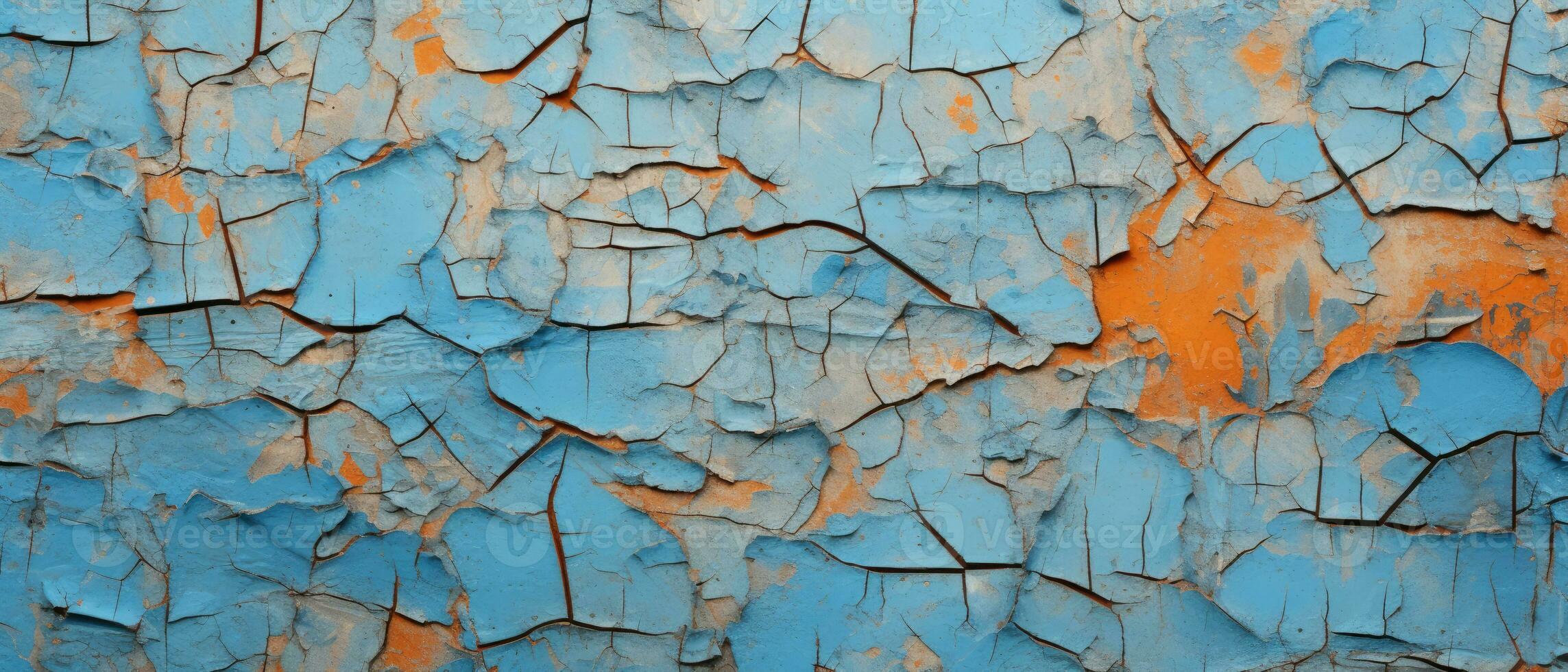 AI Generative. Texture of cracked paint. Dried oil paint color. Created with AI tools photo