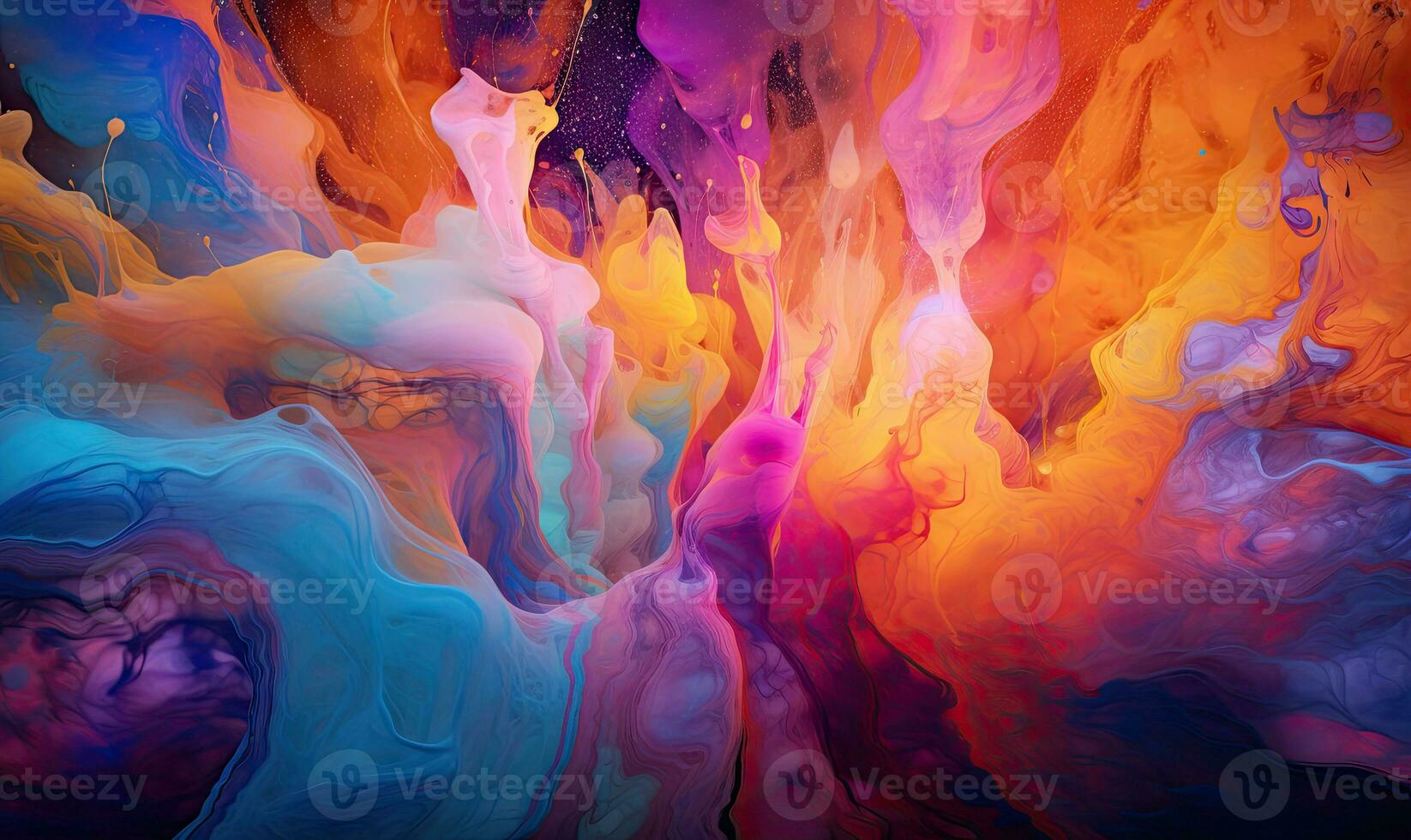 Multi colored watercolor pattern. Texture of spreading out paint. For banner, postcard, book illustration. Created with generative AI tools photo
