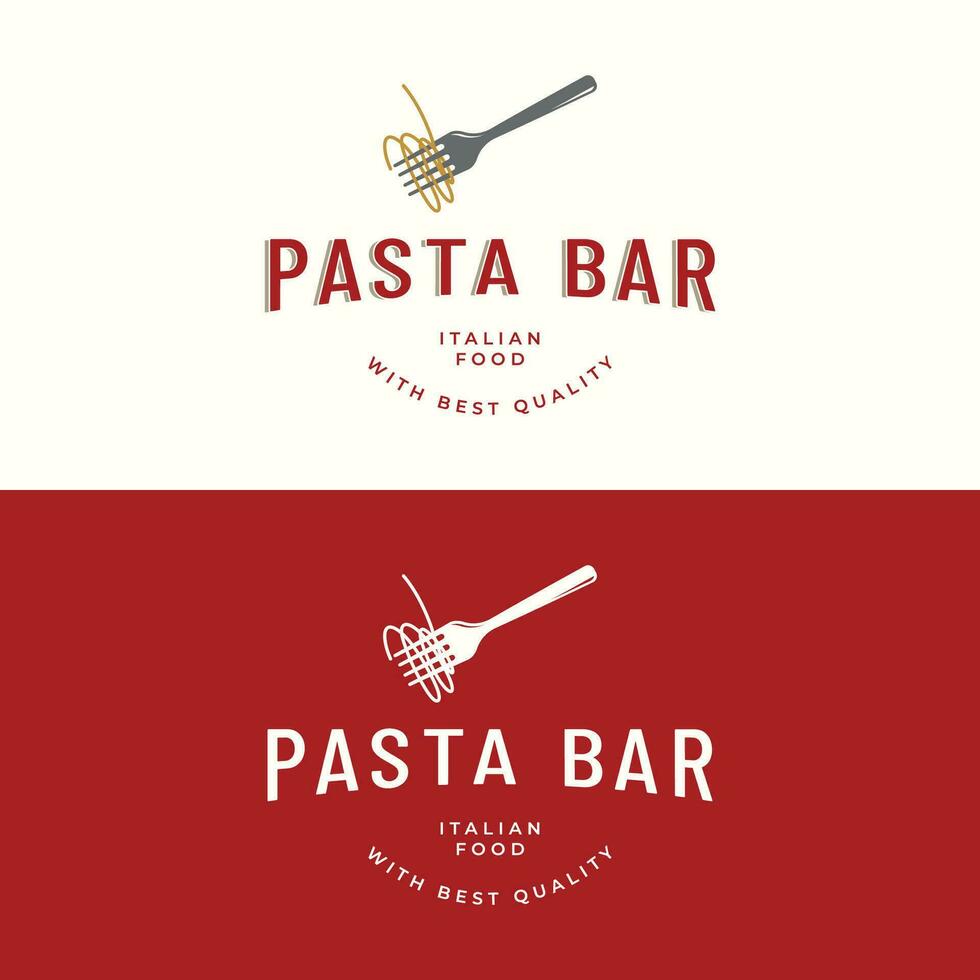 italiano espaguetis logo modelo diseño con tenedor y pasta. logo para restaurante, negocio y culinario. vector