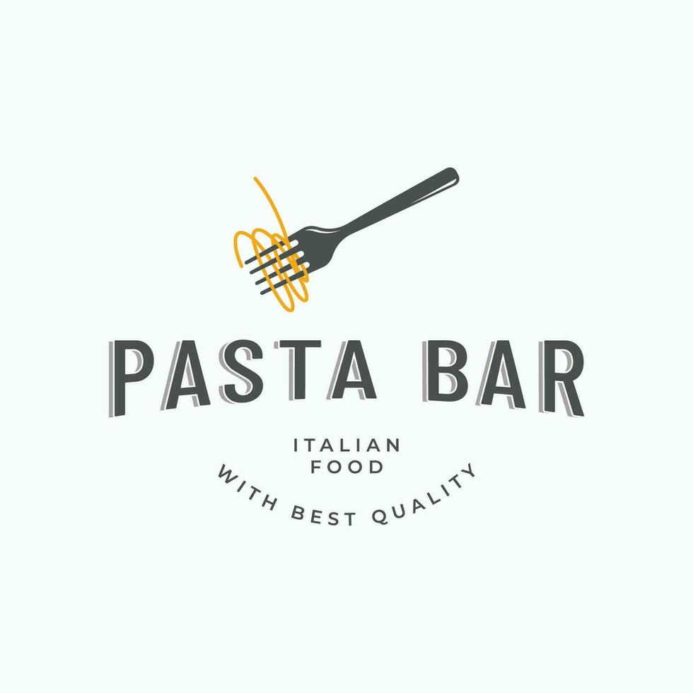 italiano espaguetis logo modelo diseño con tenedor y pasta. logo para restaurante, negocio y culinario. vector