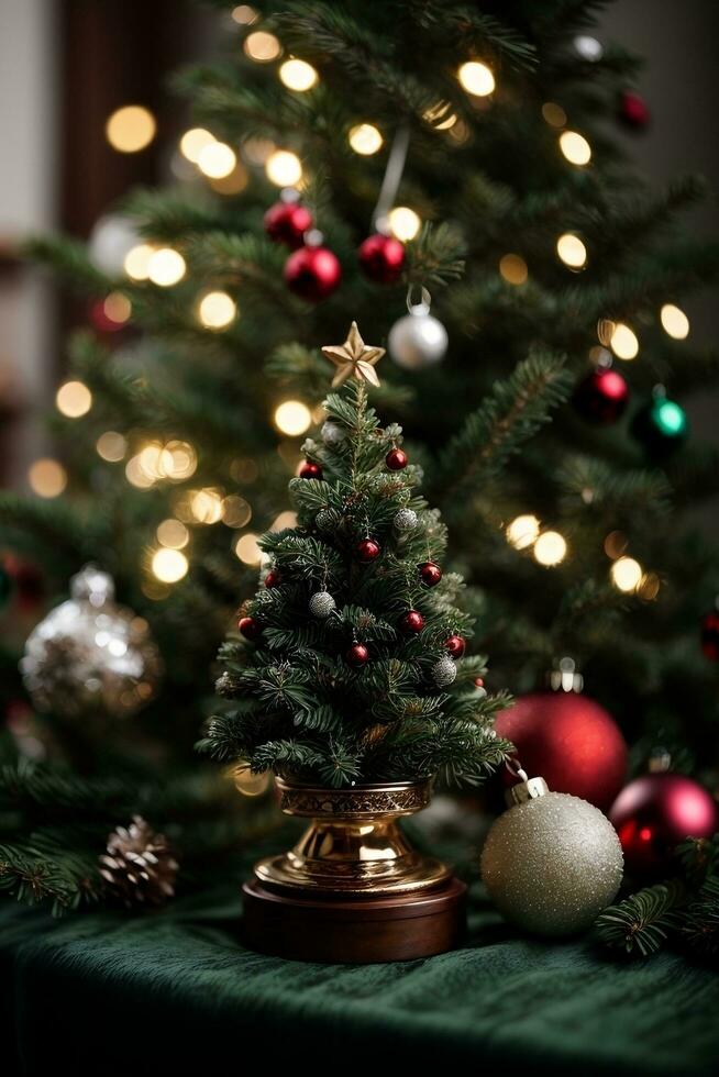 miniature Christmas tree AI Generative photo