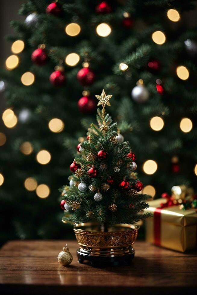 miniature Christmas tree AI Generative photo