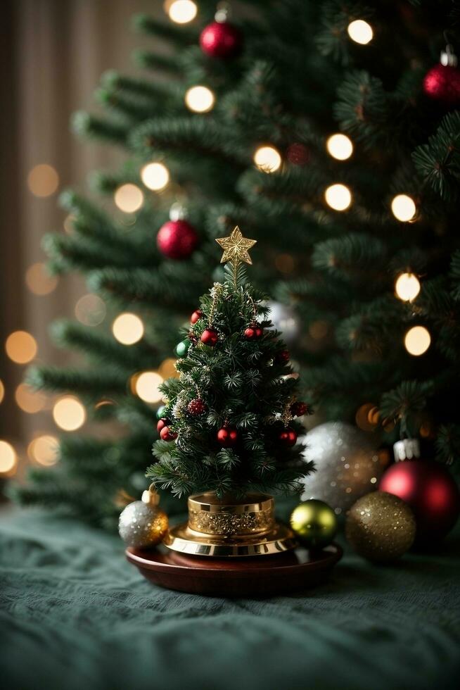 miniature Christmas tree AI Generative photo